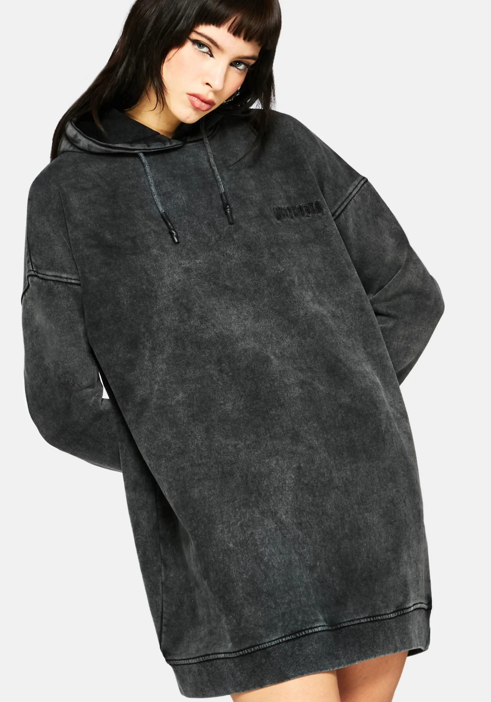 Aelin Sword Applique Hooded Sweater Dress - Black