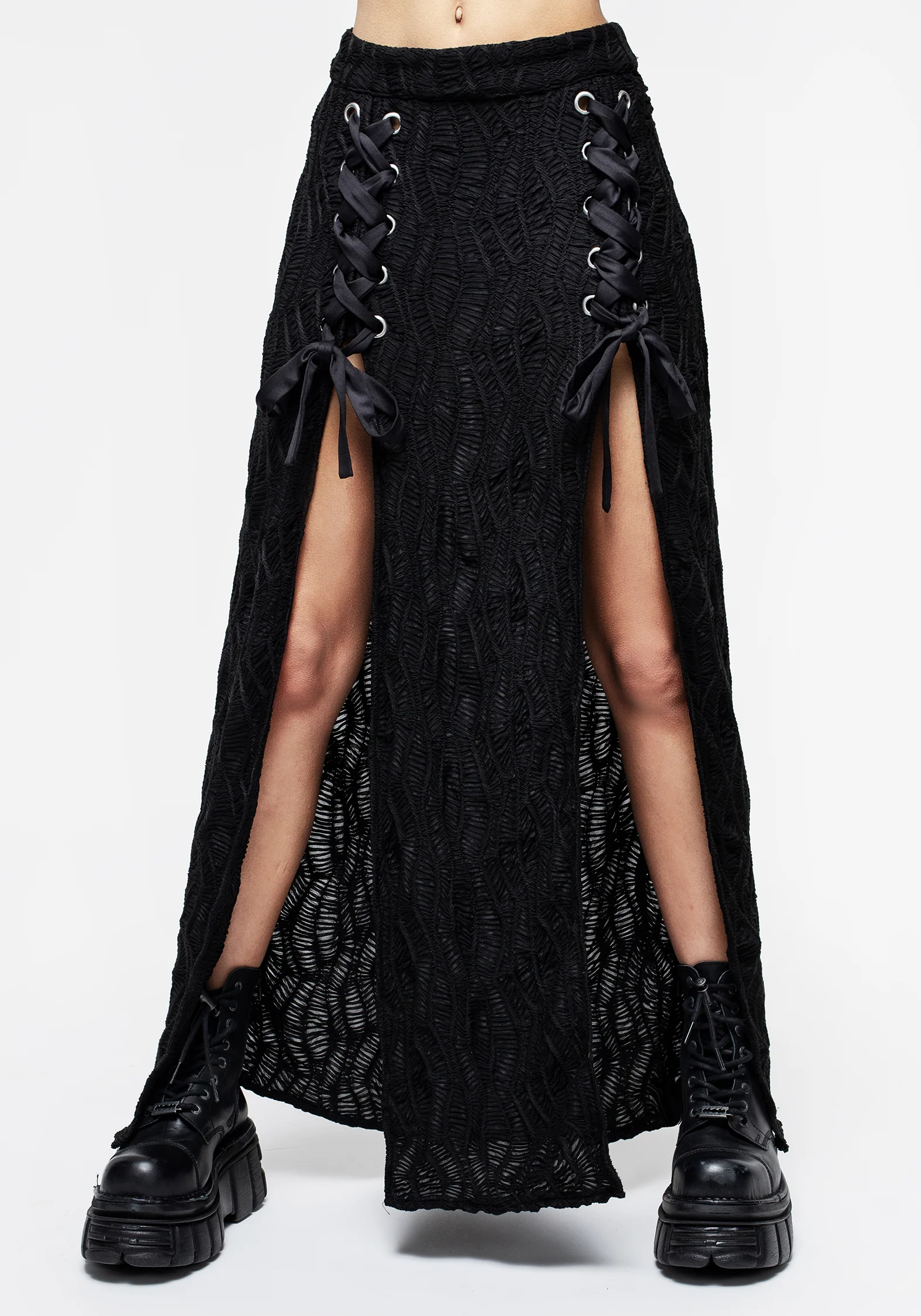 Agitate Textured Jersey Split Maxi Skirt - Image 4