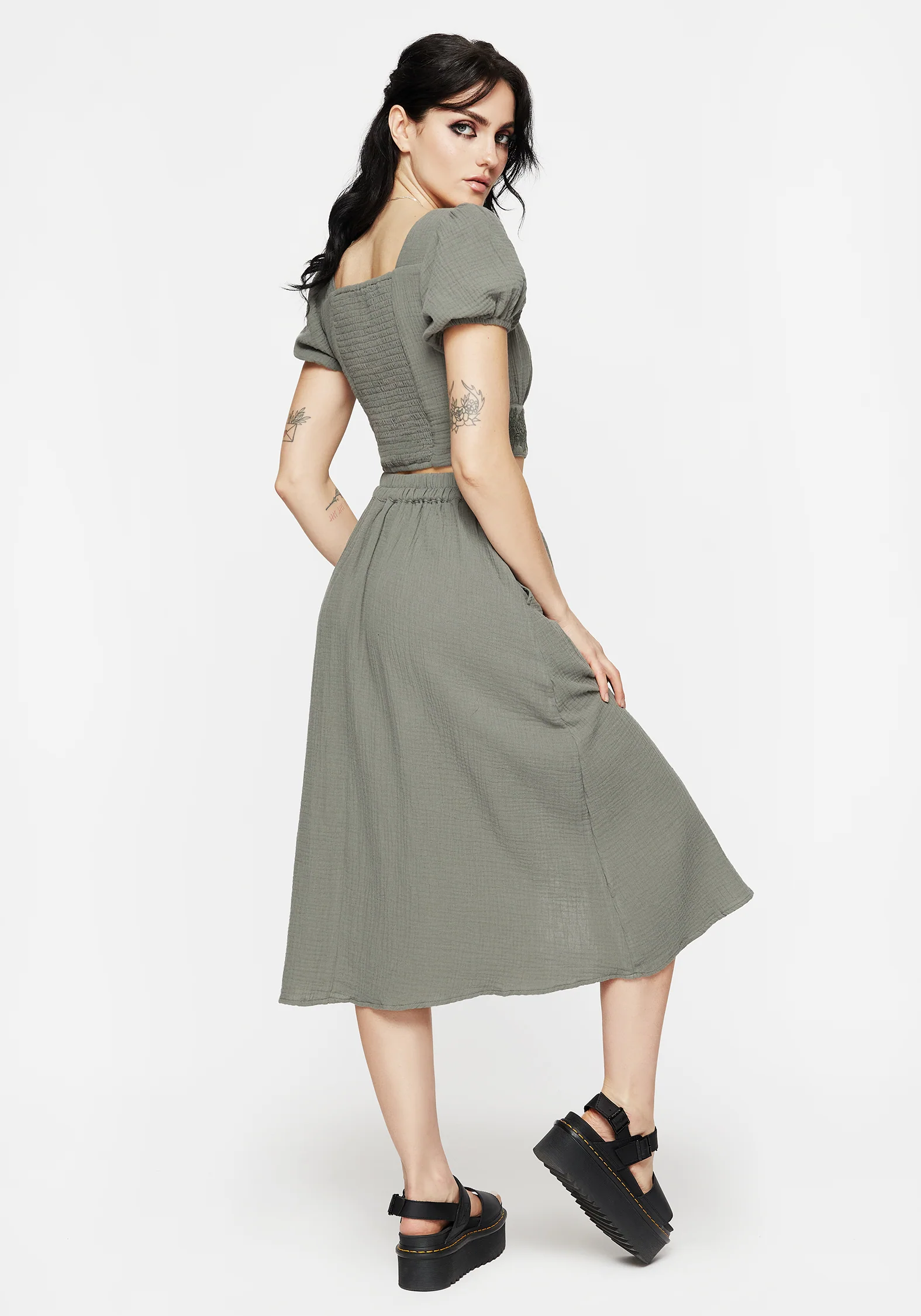 Alder Cotton Ivy Detail Midi Skirt - Image 6