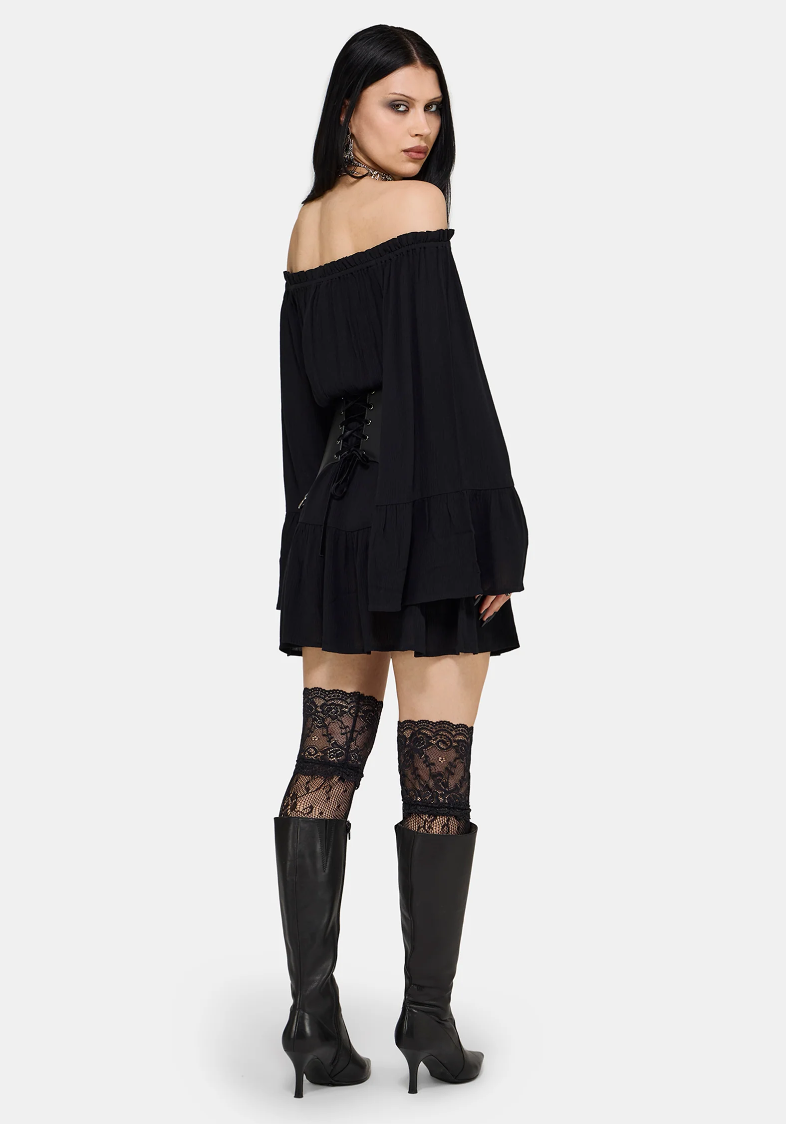 Amarantha Crinkle Bardot Mini Dress - Image 5