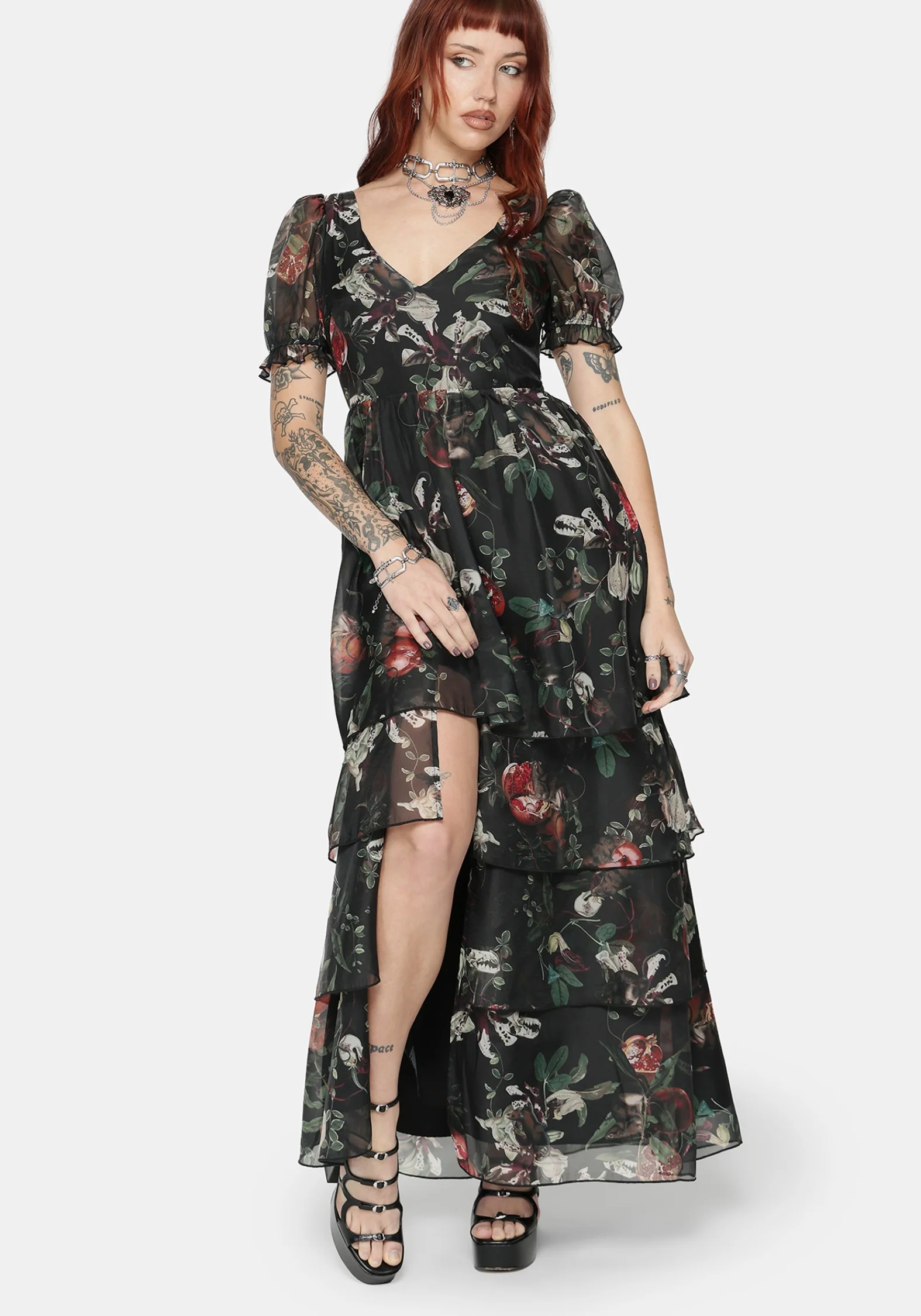 Anara Fruit Print Tiered Gown - Image 3