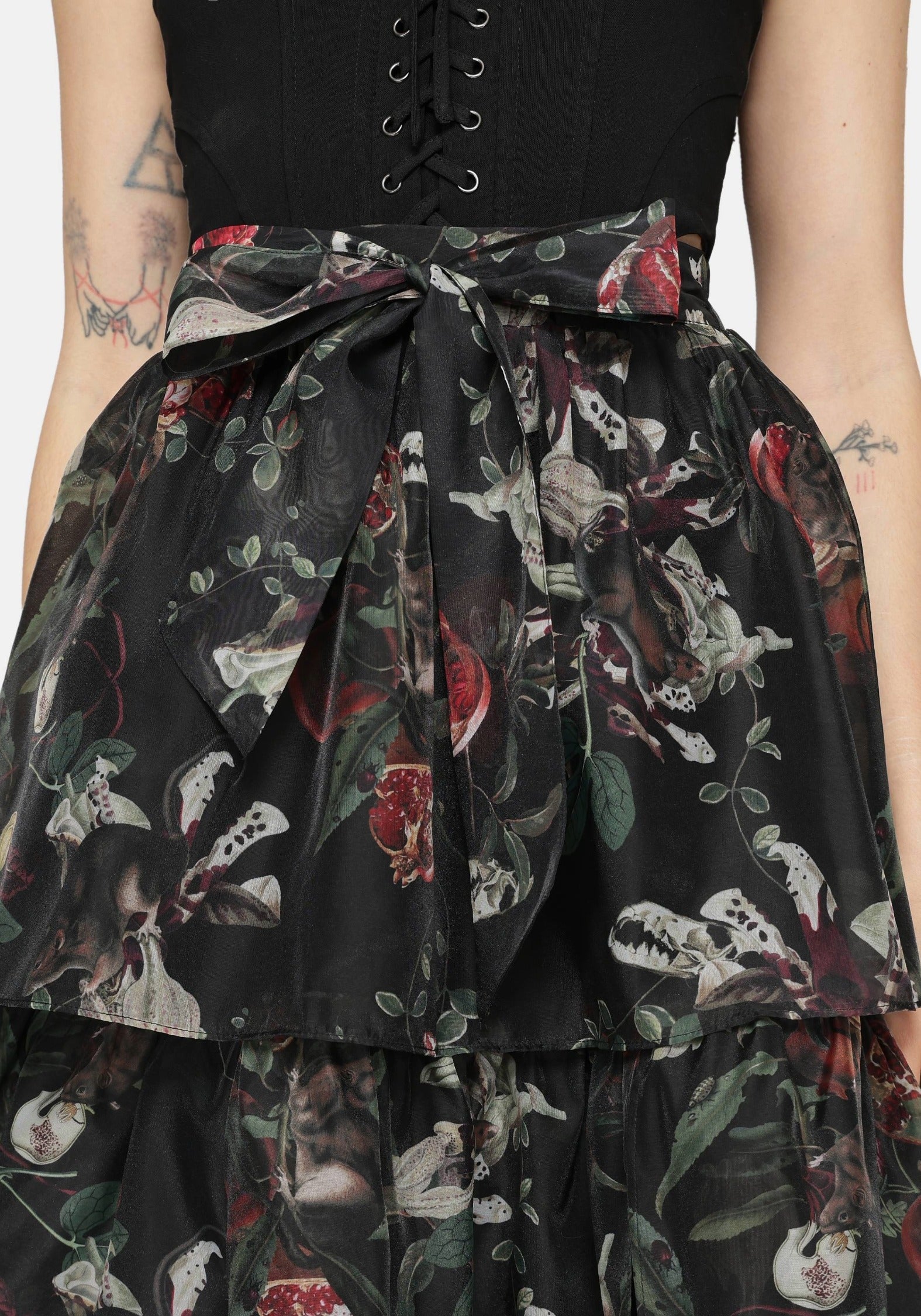 Anara Fruit Print Tiered Skirt - Image 2