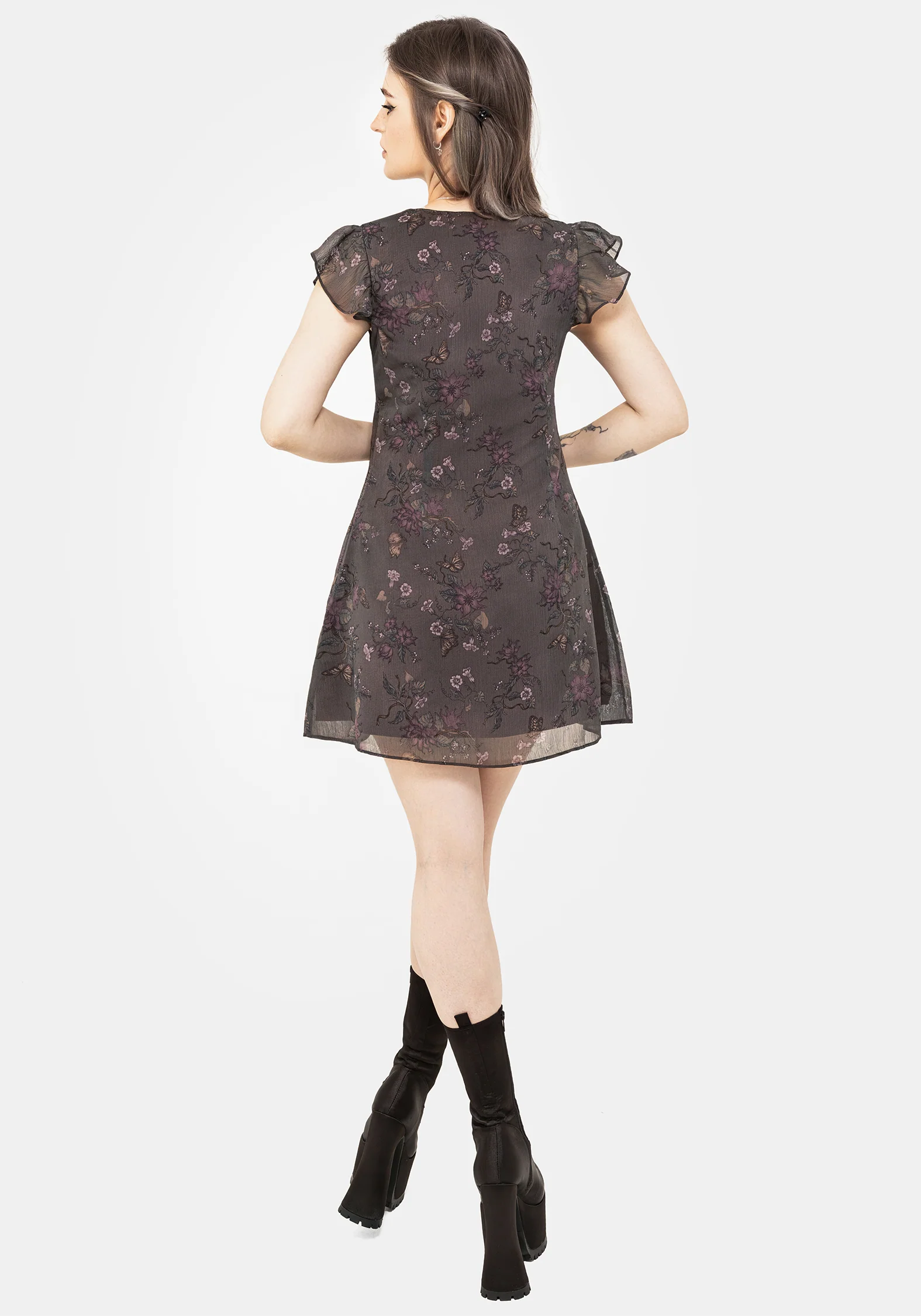 Arnora Chiffon Ruffle Detail Mini Dress - Image 3