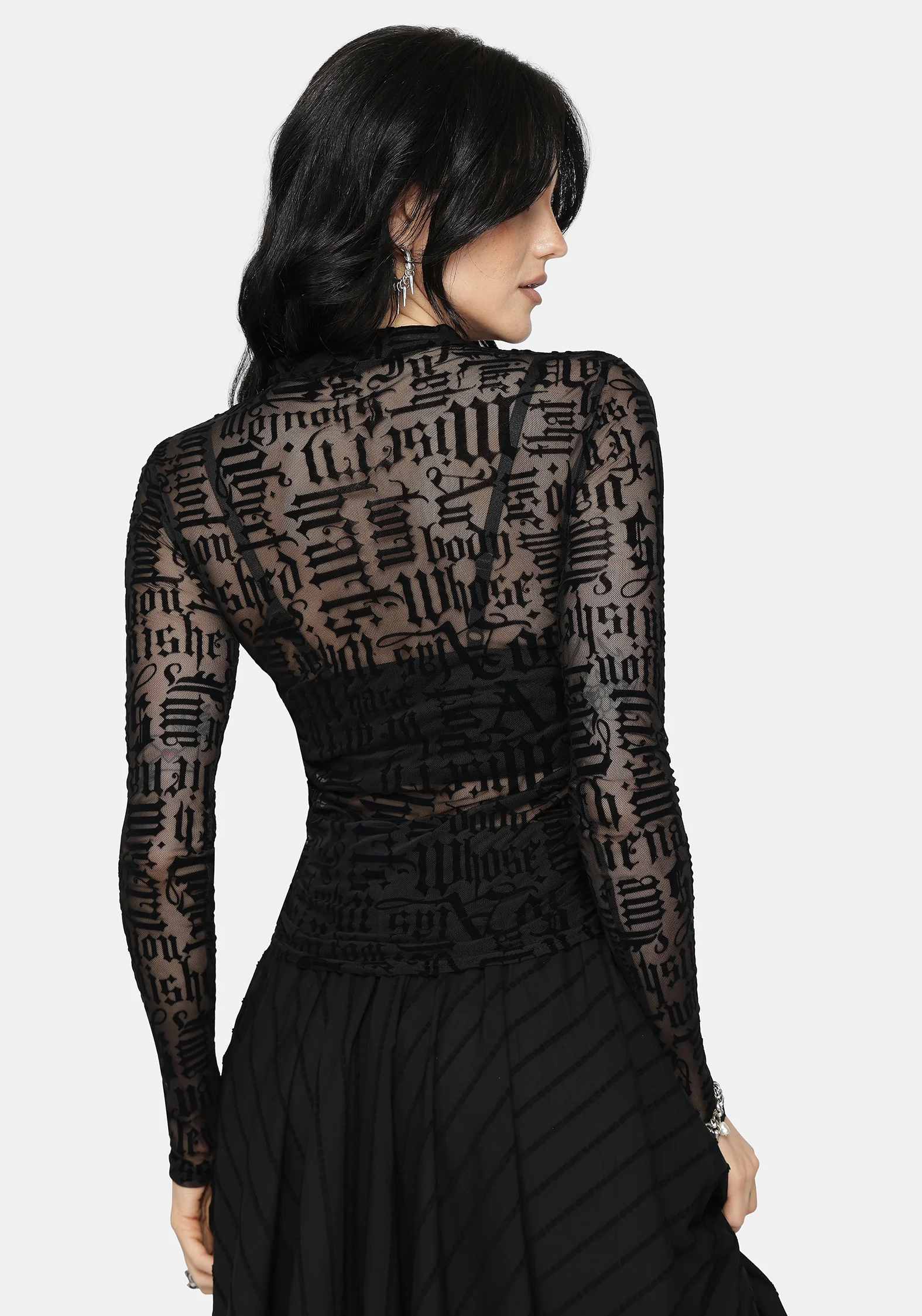 Ashes & Words Flocked Ruche Mesh Top - Image 3