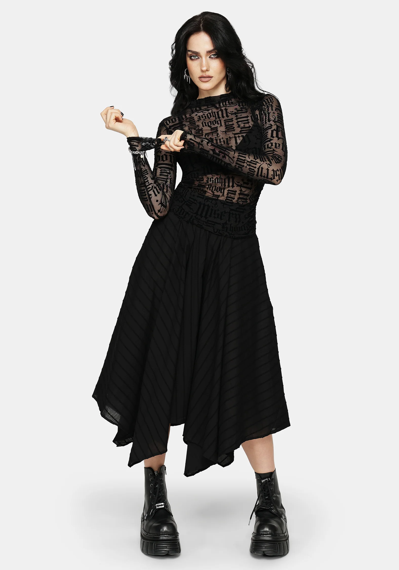 Ashes & Words Flocked Ruche Mesh Top - Image 6