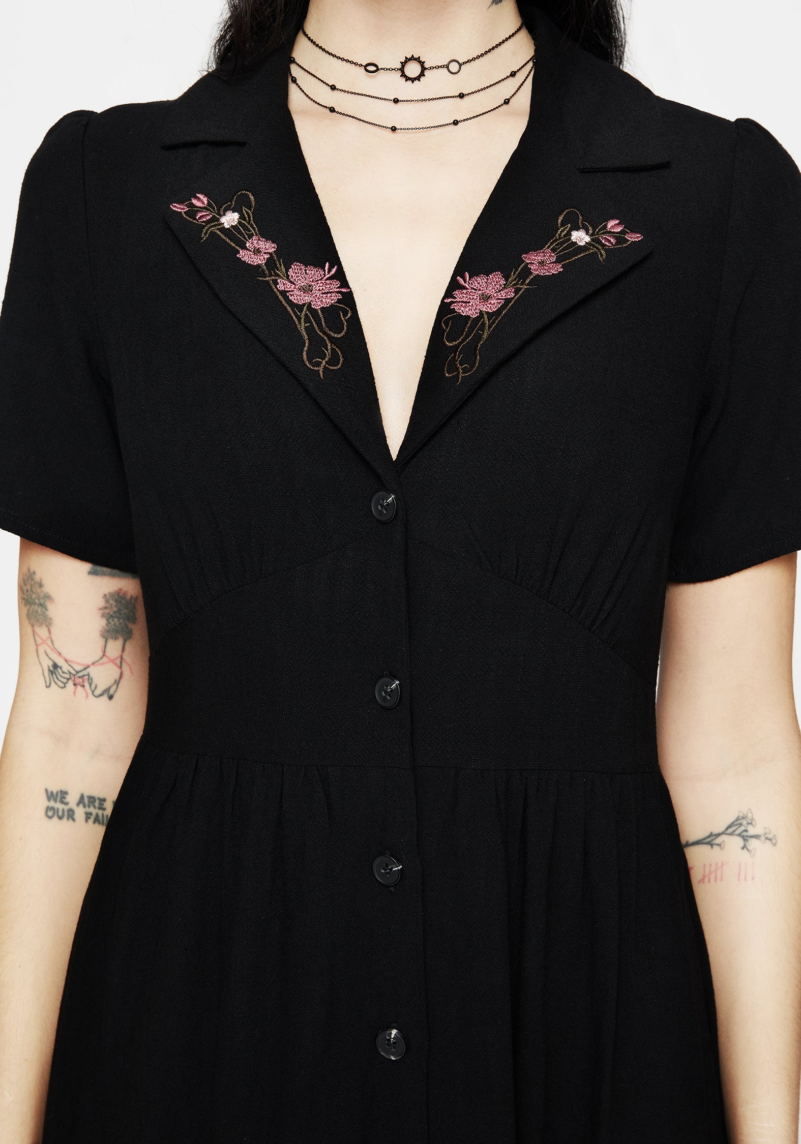 Aster Embroidered Collar Midi Shirt Dress - Image 2