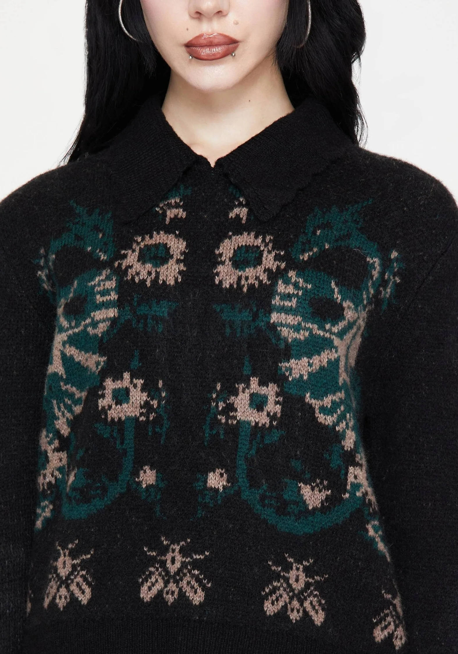 Aura Dragon Jacquard Collar Knit Sweater - Image 2