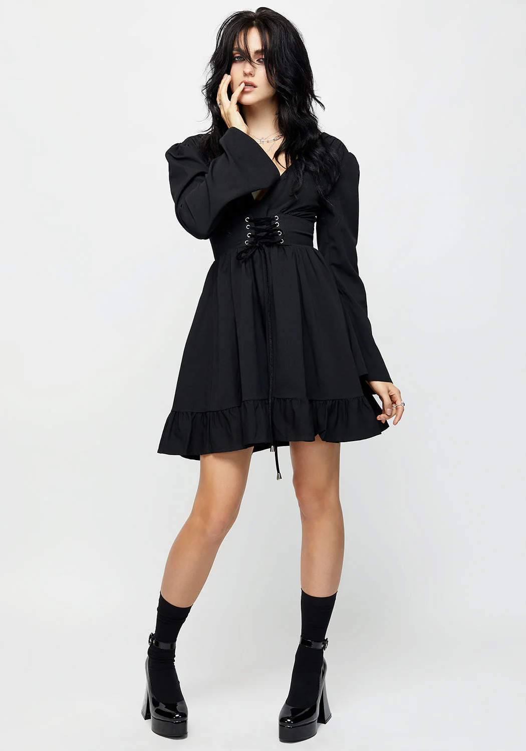 Aura Lace Up Mini Dress - Image 3