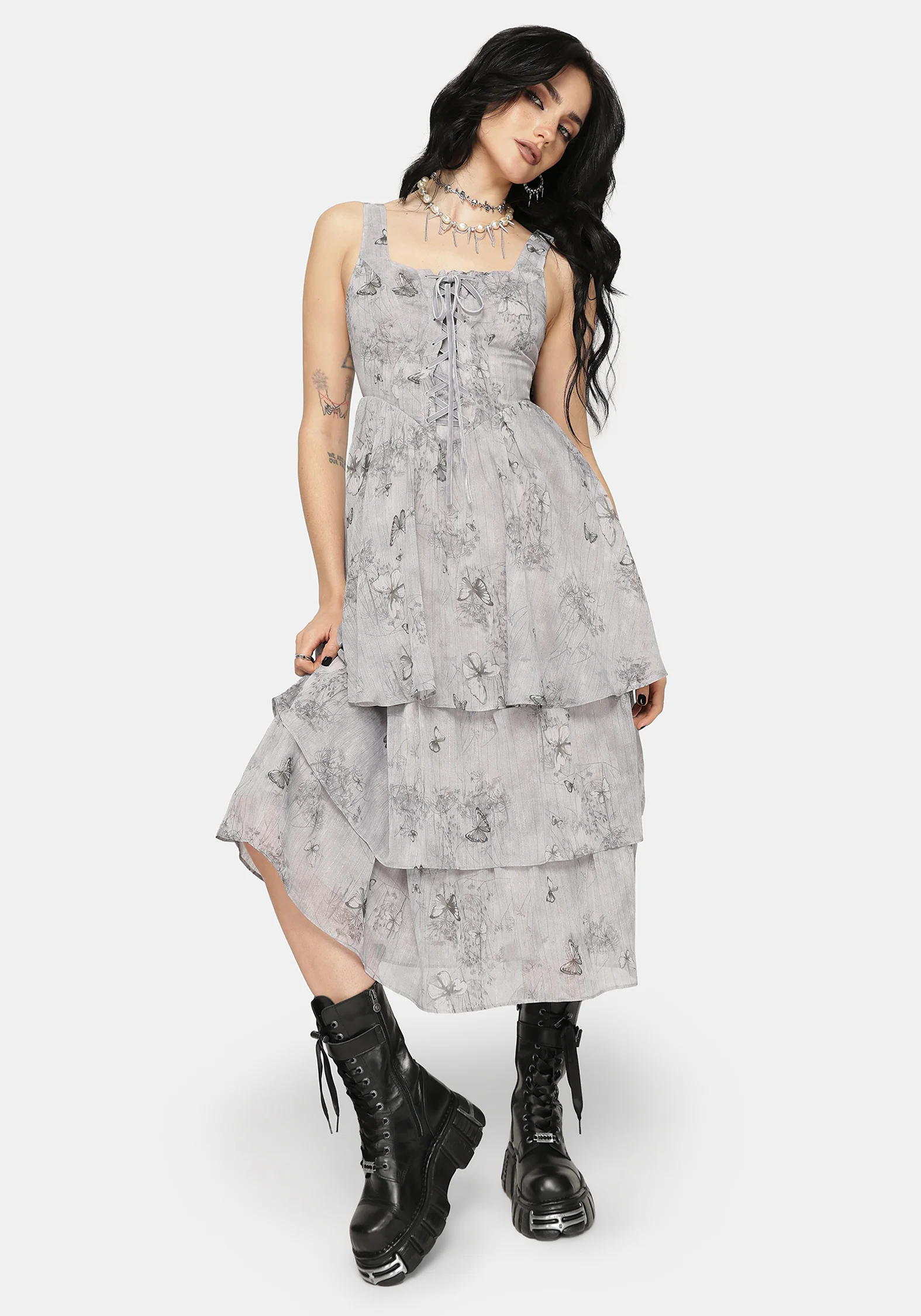 Aureline Butterfly Tiered Midi Dress - Image 4
