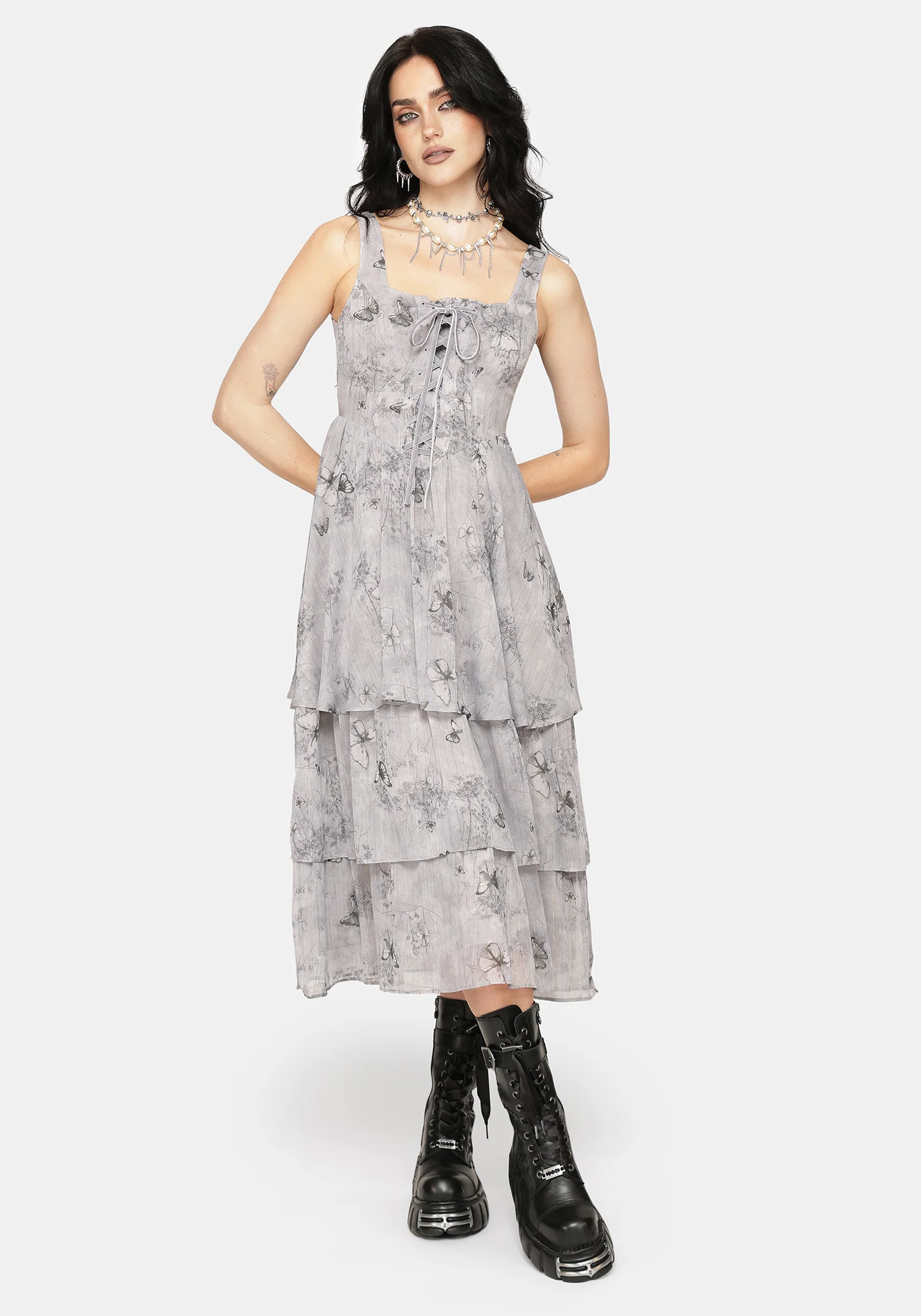 Aureline Butterfly Tiered Midi Dress - Image 6