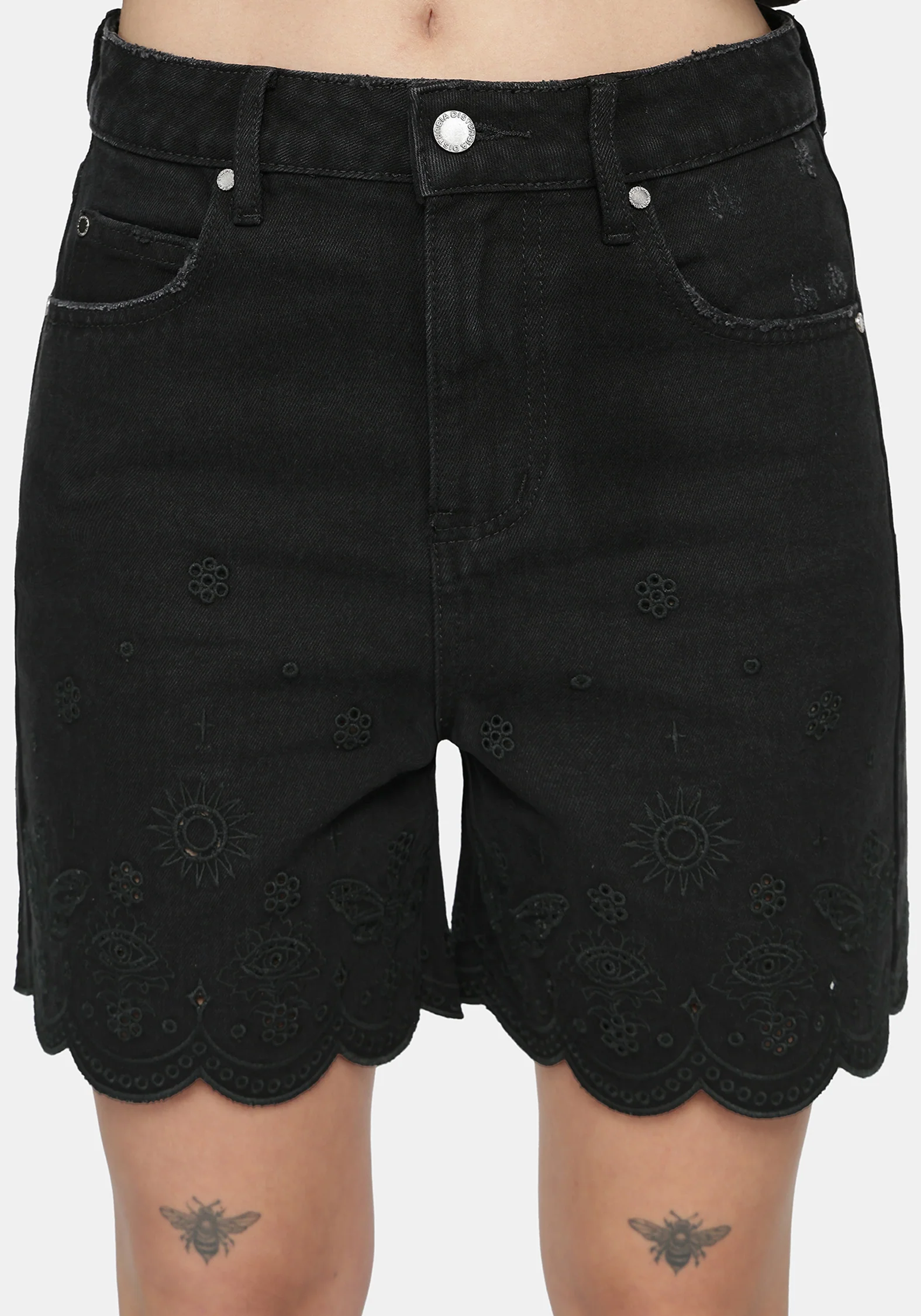 Ayr Broderie Longline Denim Short - Image 3