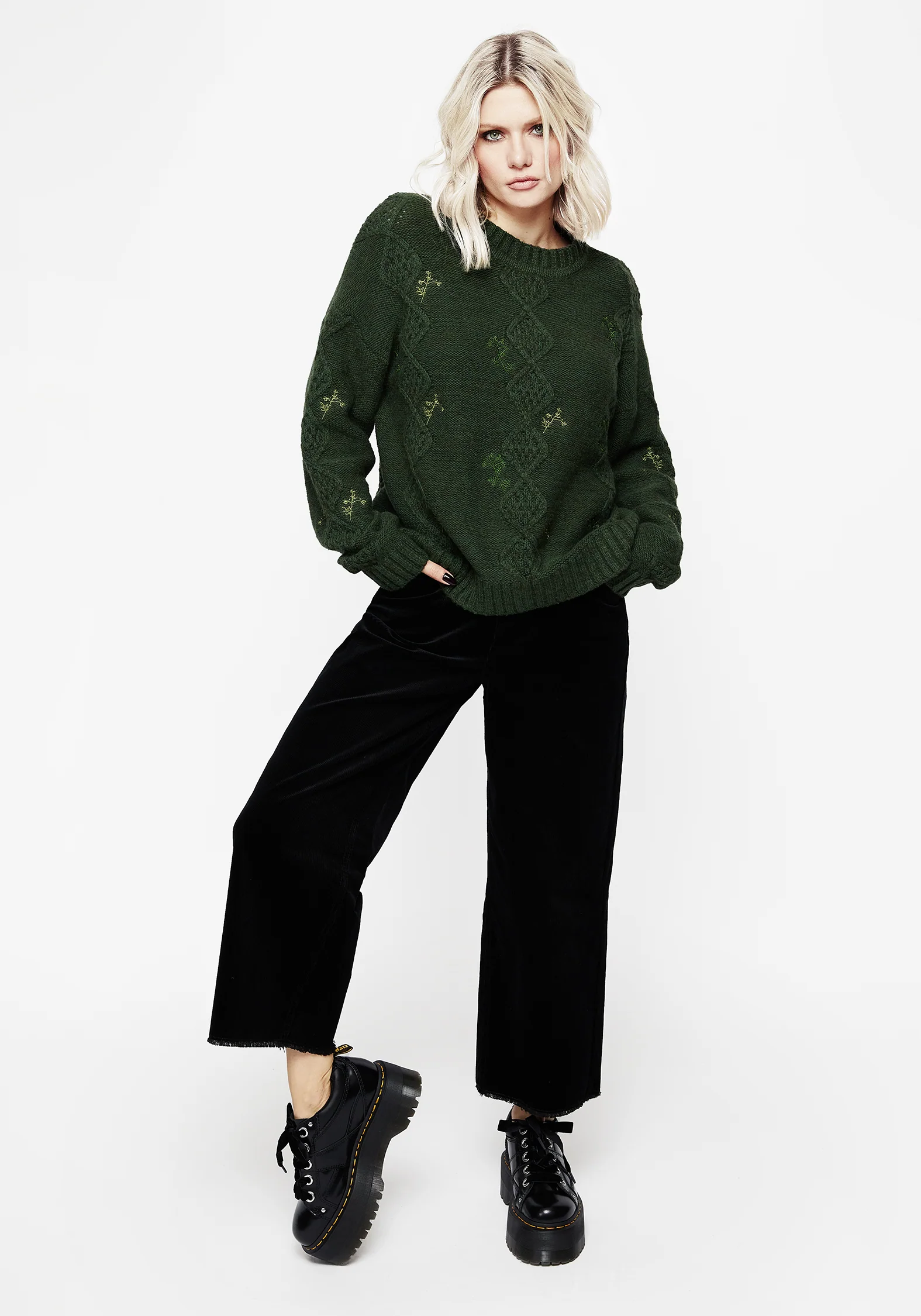 Barberry Embroidered Diamond Knit Sweater - Image 4