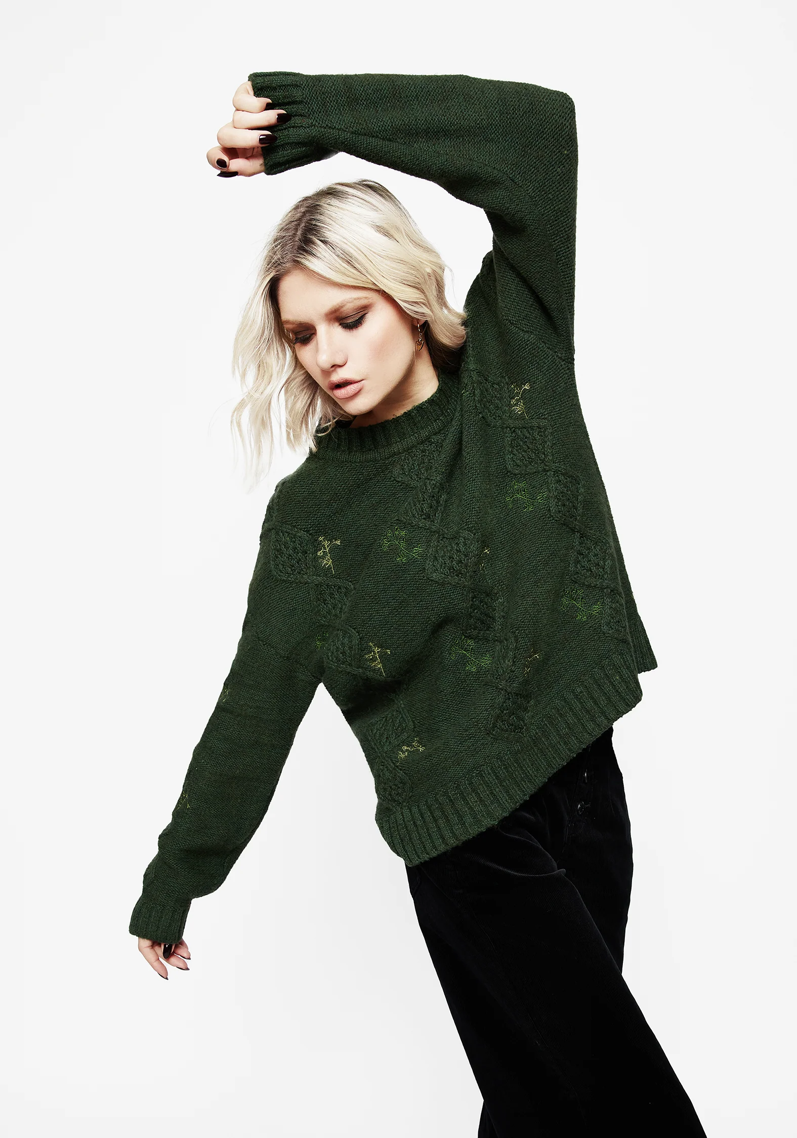 Barberry Embroidered Diamond Knit Sweater - Image 5