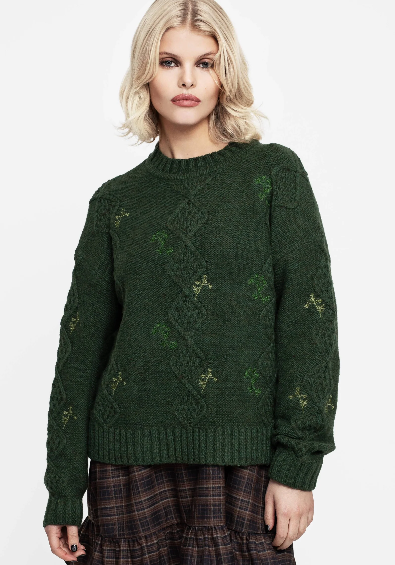 Barberry Embroidered Diamond Knit Sweater - Image 7