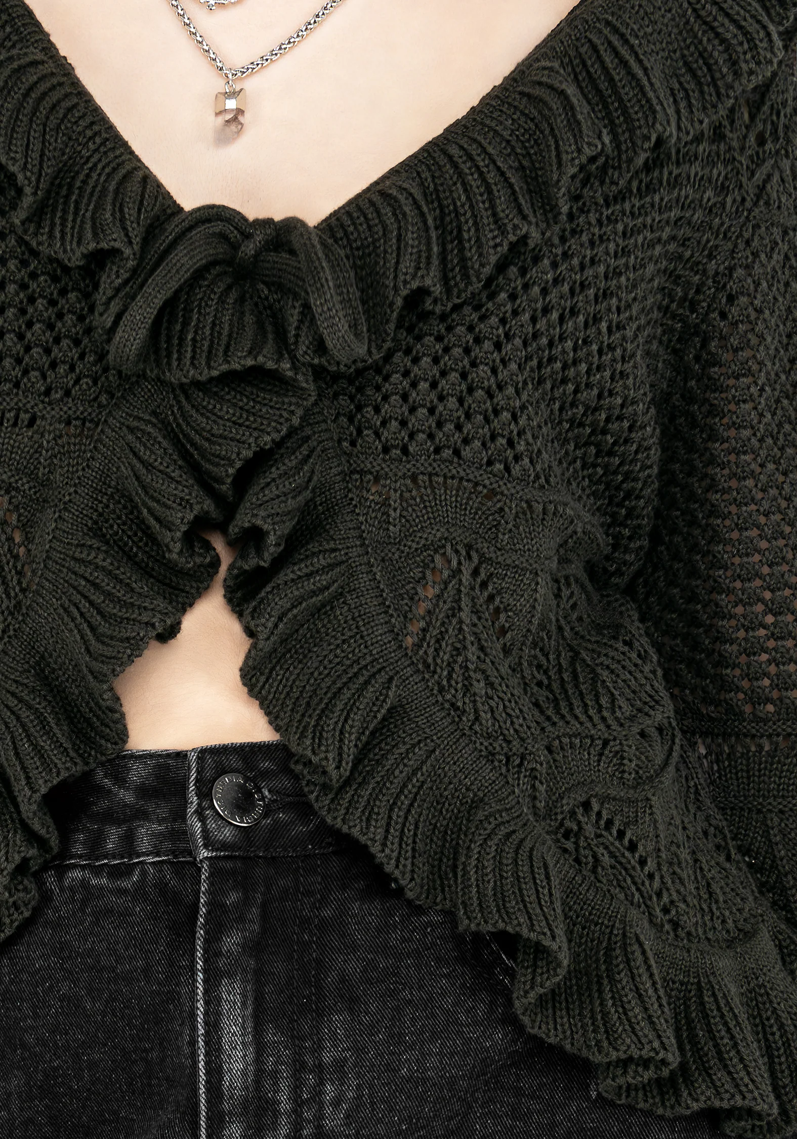 Belleville Ruffle Crop Knit Cardigan - Image 2