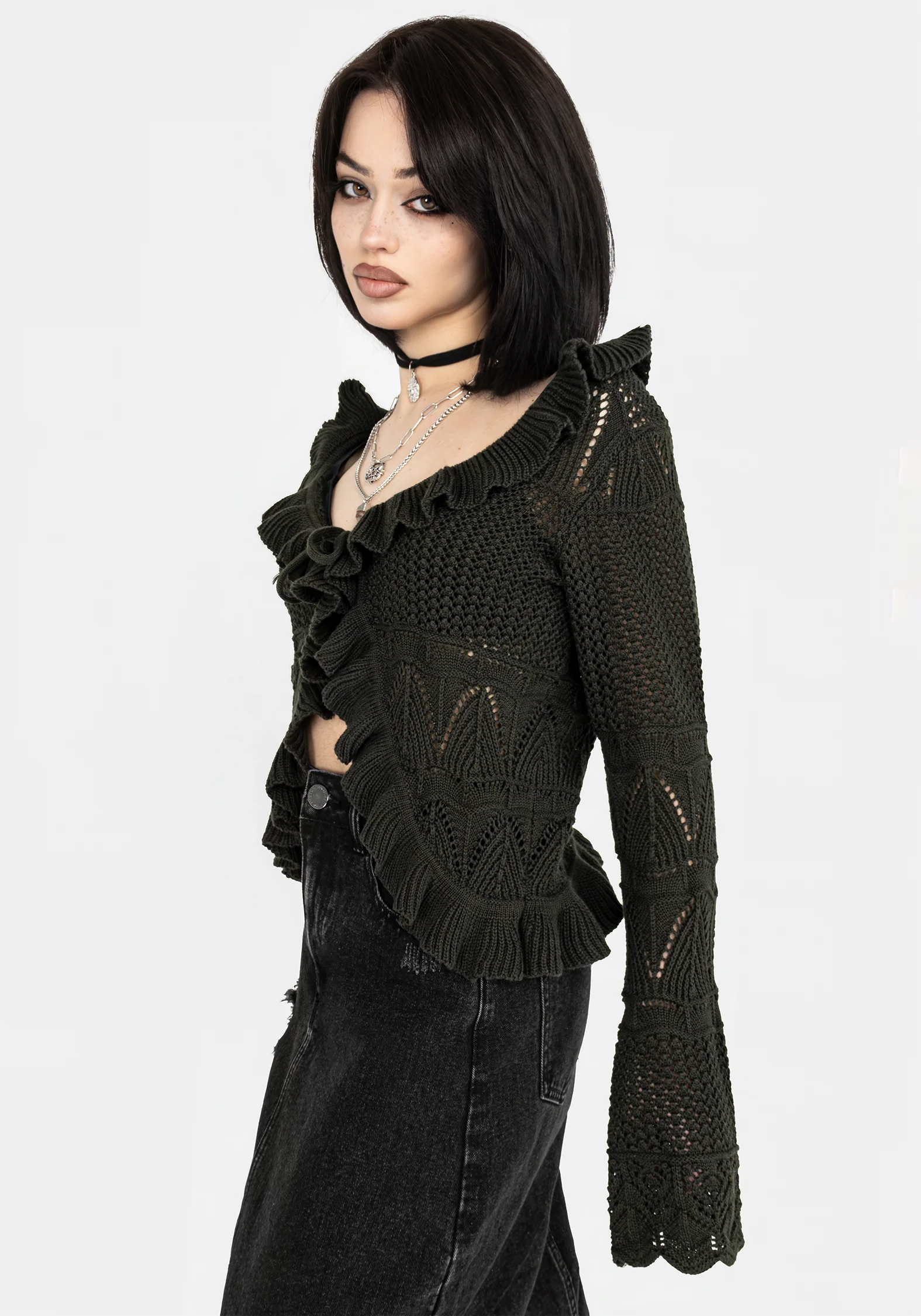 Belleville Ruffle Crop Knit Cardigan - Image 5