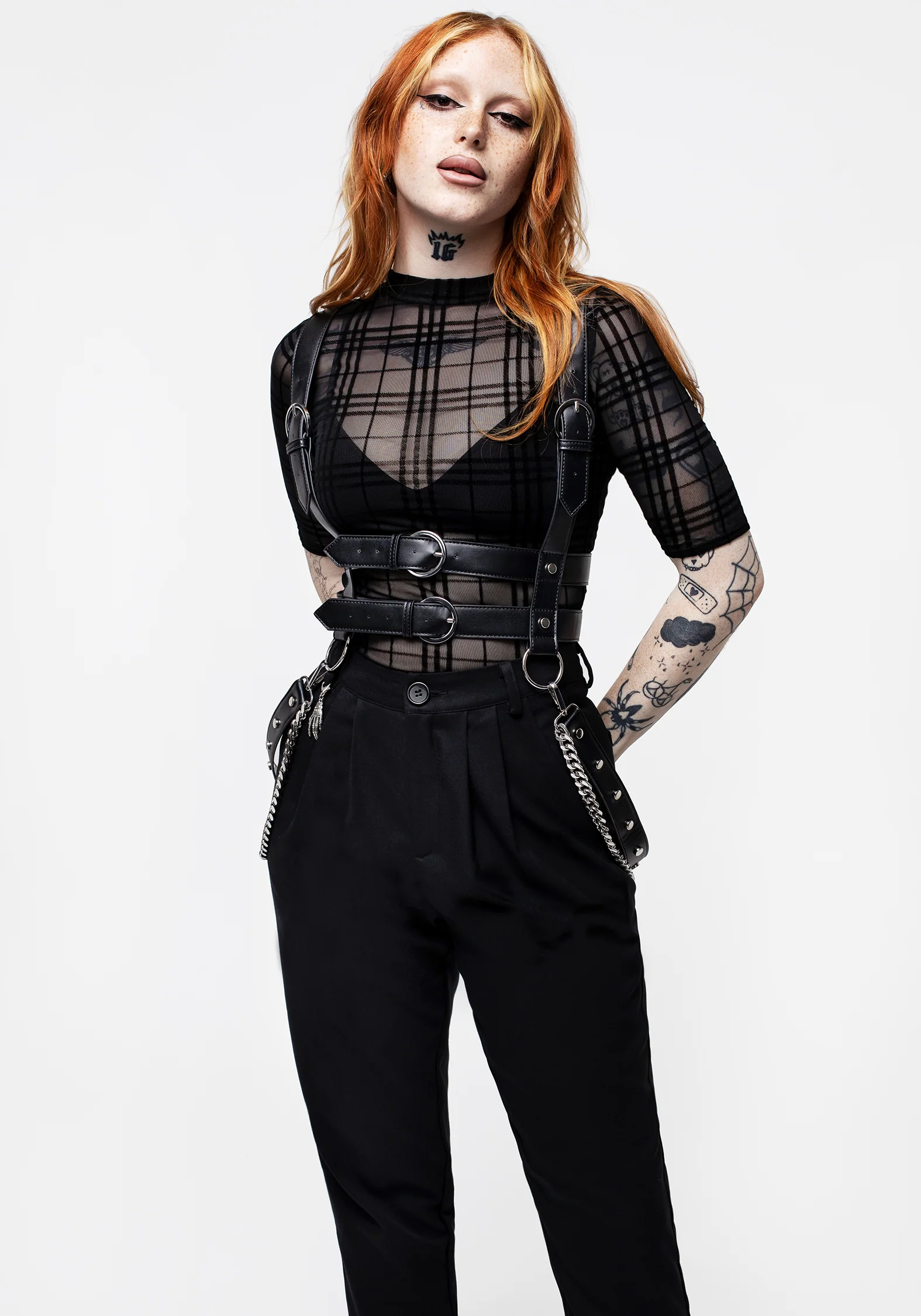 Buffy Check Mesh Short Sleeve Top - Image 5