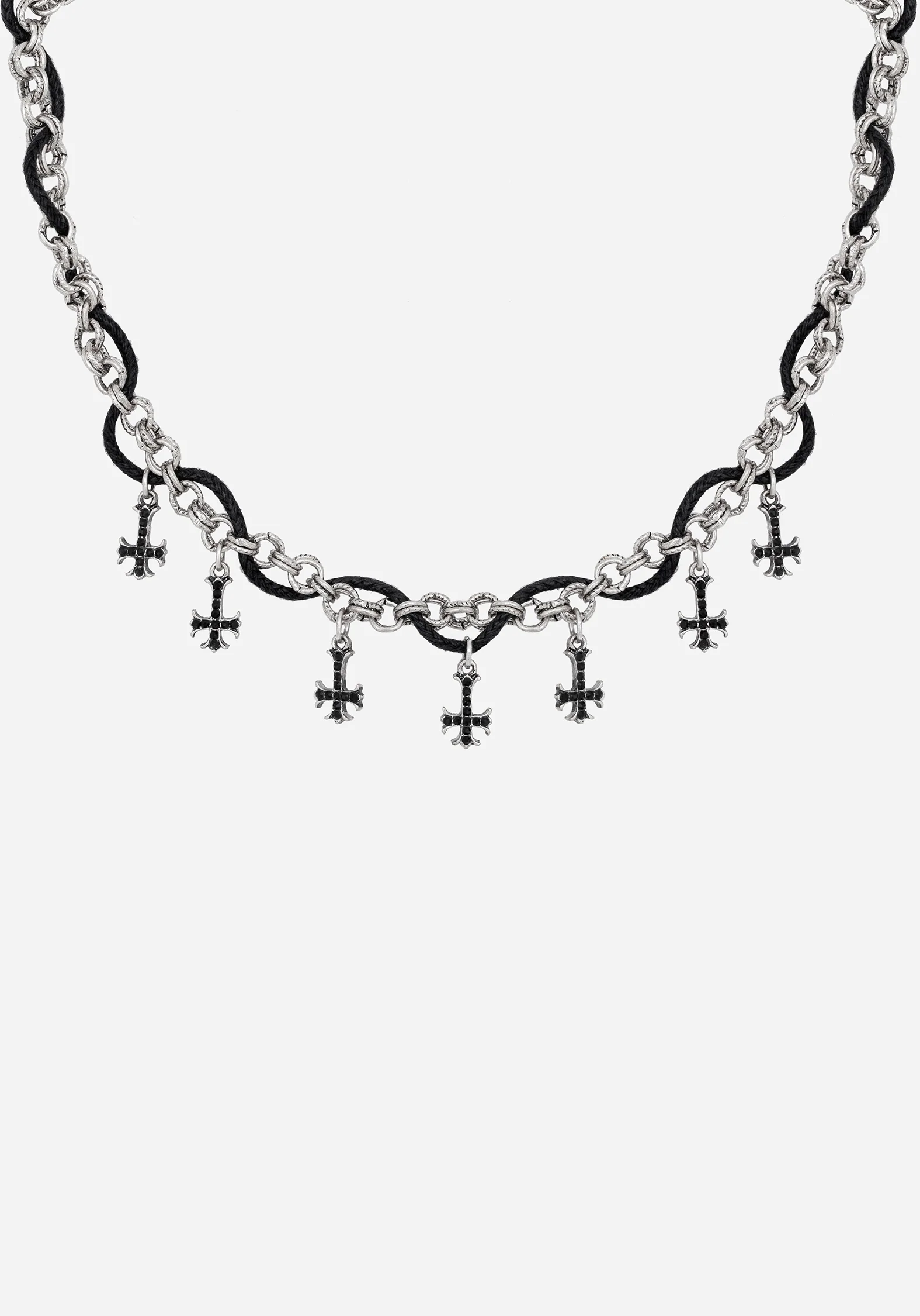 Catkin Cord Weave Cross Choker - Image 6
