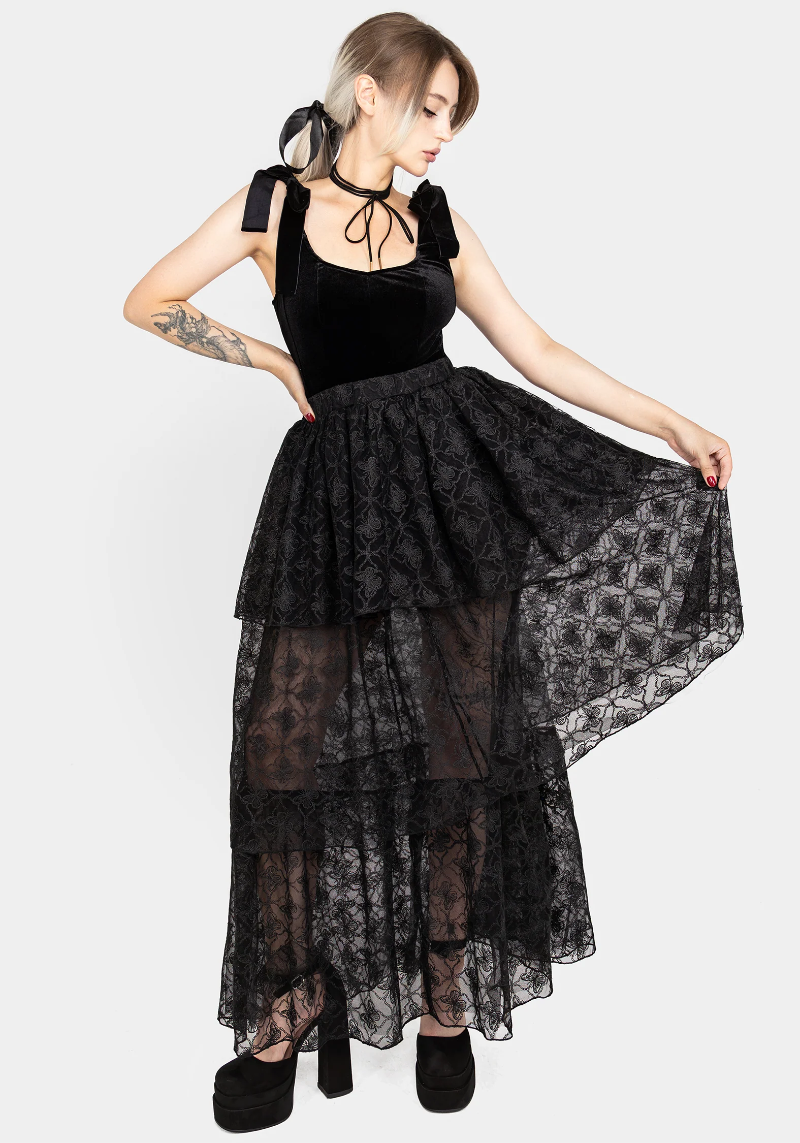 Chrysalis Butterfly Lace Tiered Maxi Skirt - Image 5