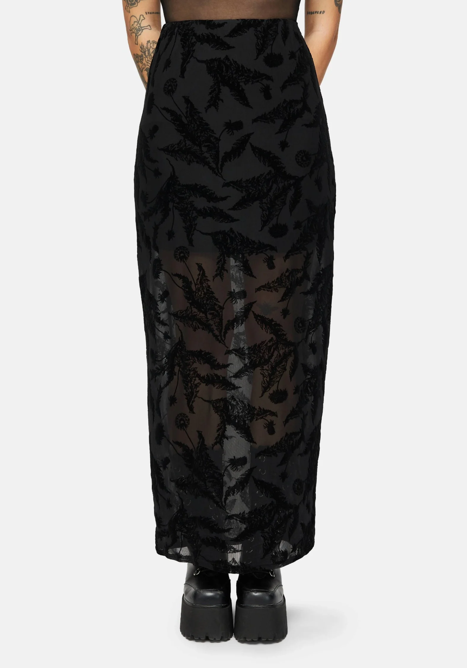 Cimora Dandelion Flock Mesh Midaxi Skirt