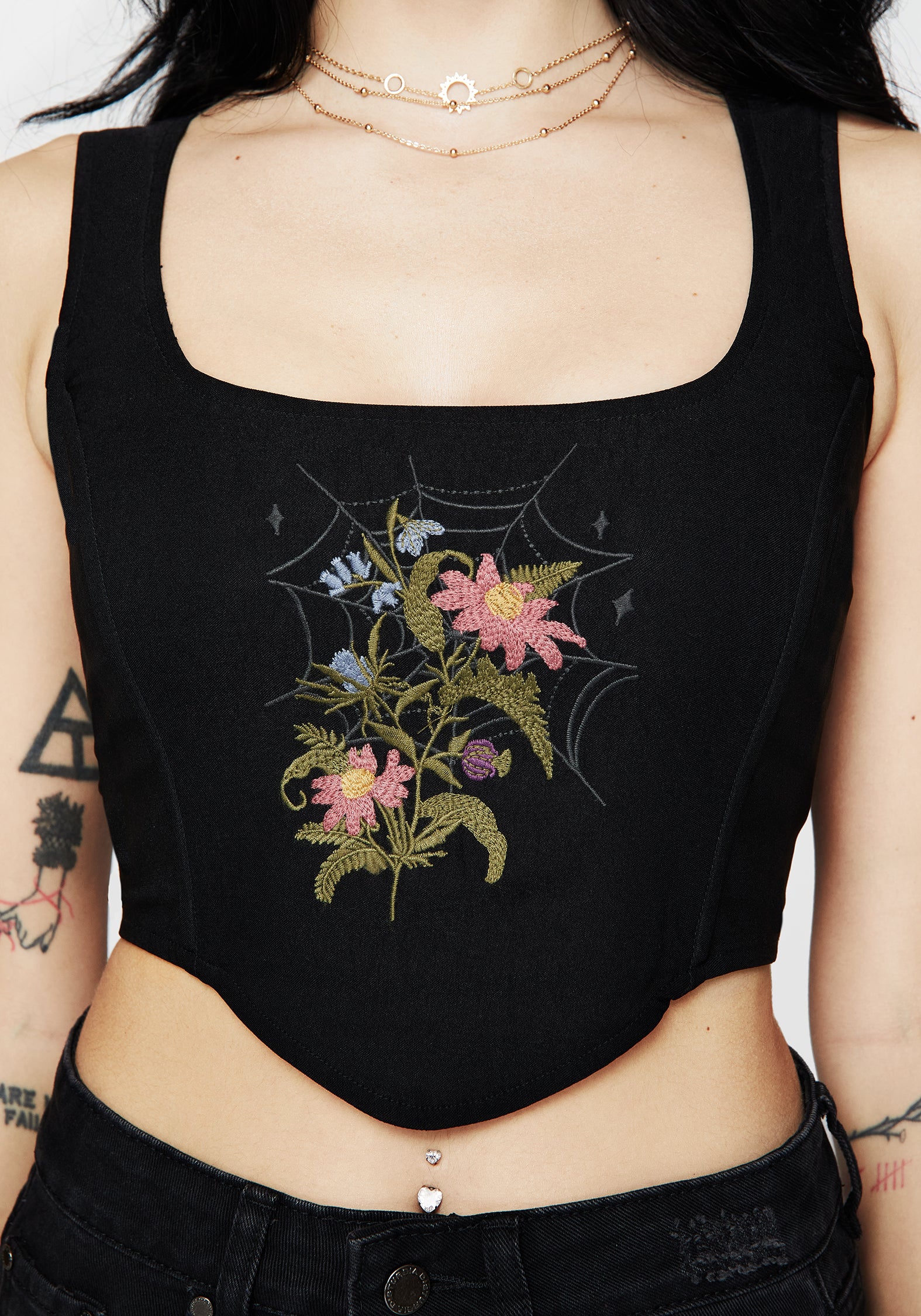 Cleome Floral Spiderweb Embroidered Corset Top - Image 2