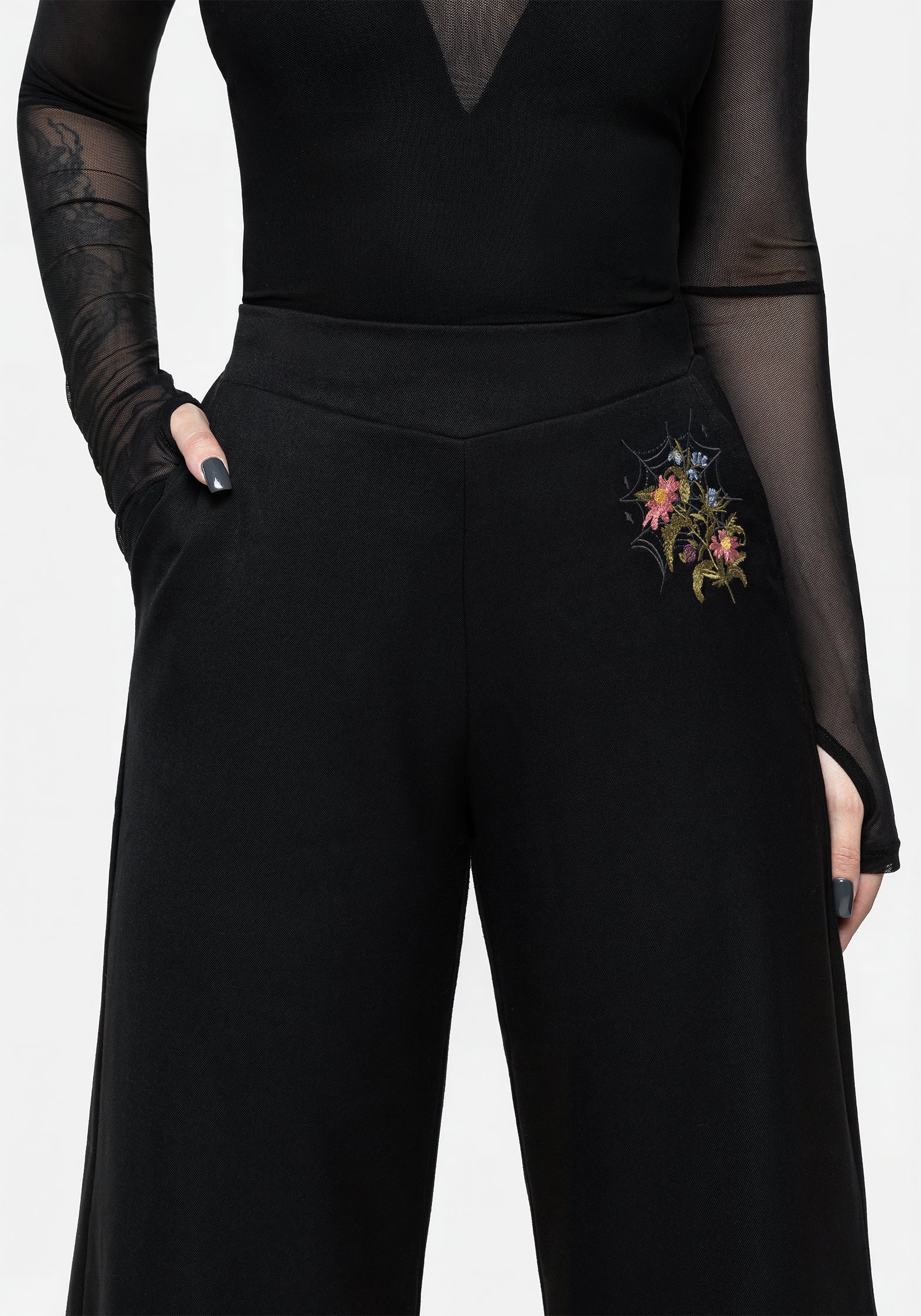 Cleome Floral Spiderweb Embroidered Trousers - Image 3