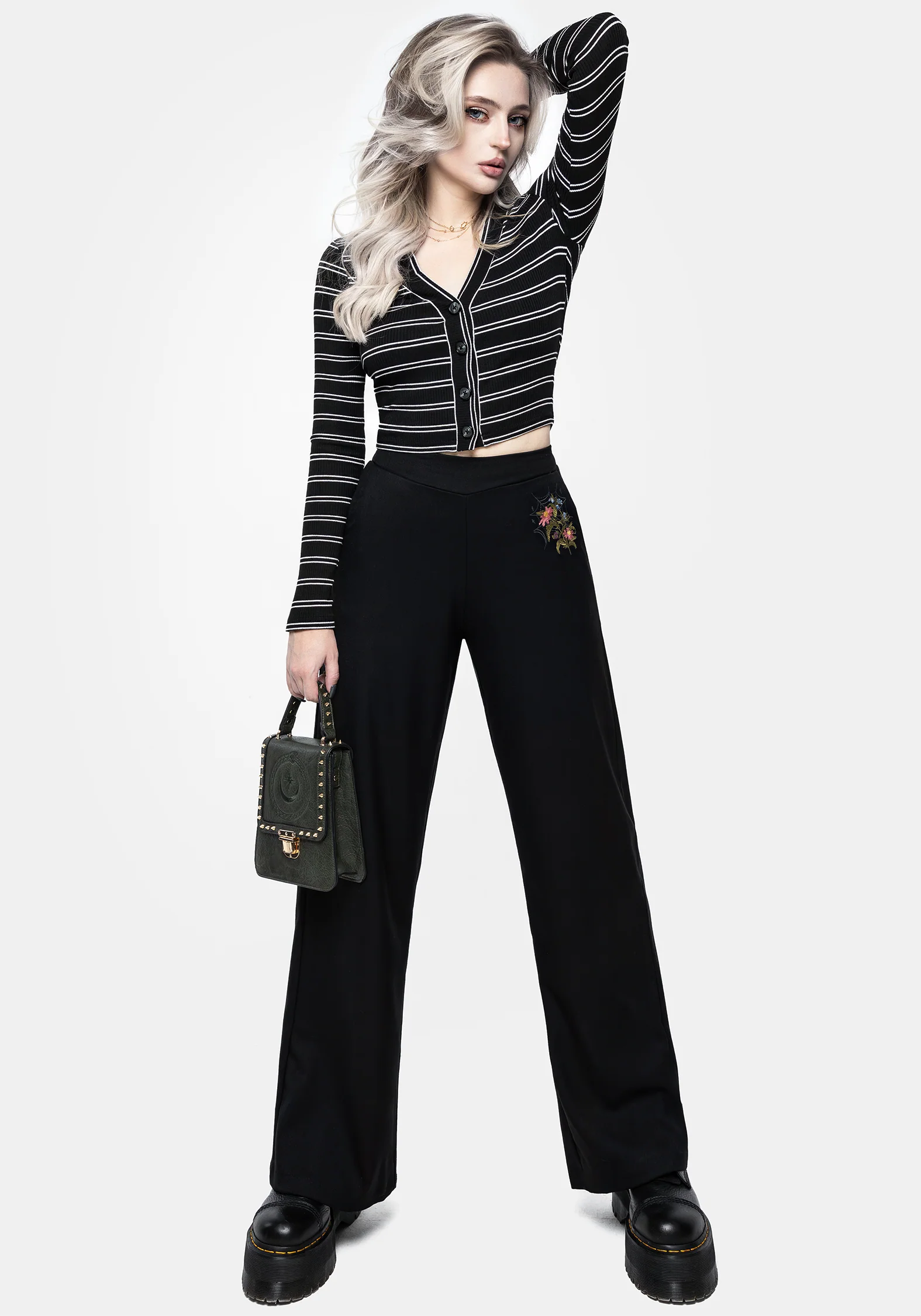 Cleome Floral Spiderweb Embroidered Trousers - Image 5
