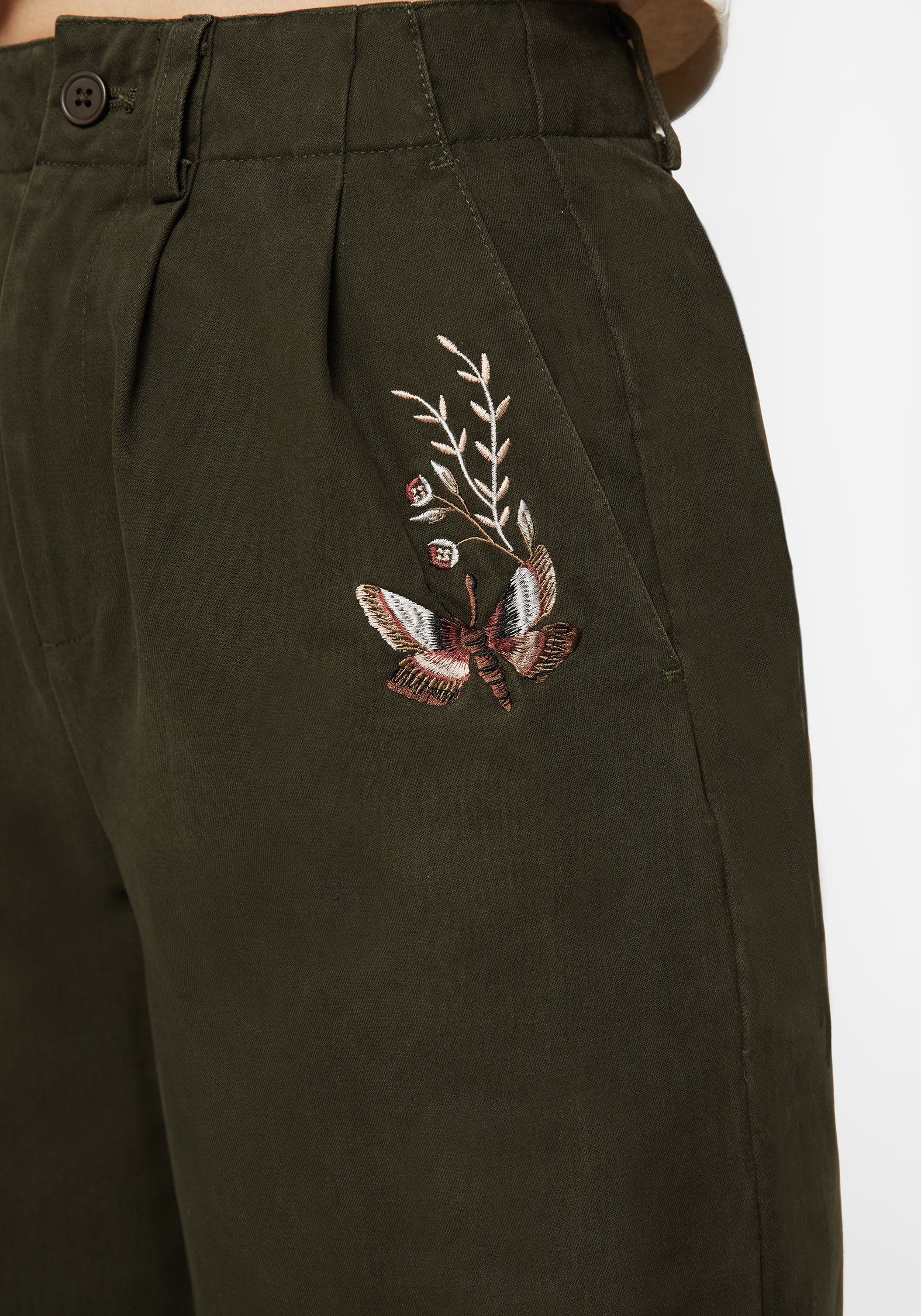 Copia Cotton Embroidered Tapered Tailored Trousers - Image 2