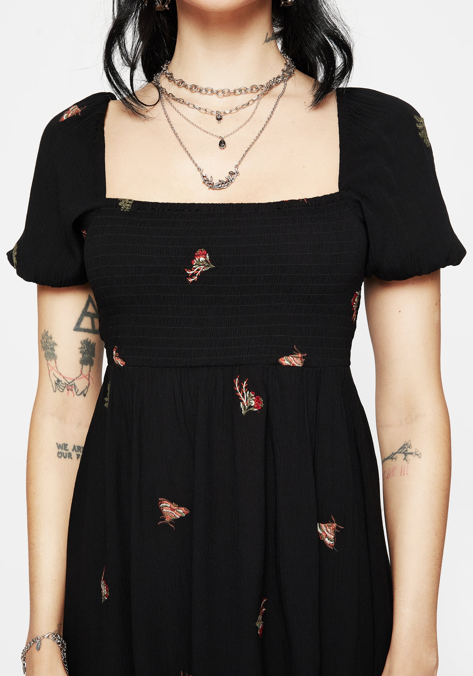 Copia Moth Embroidered Puff Sleeve Mini Dress - Image 5