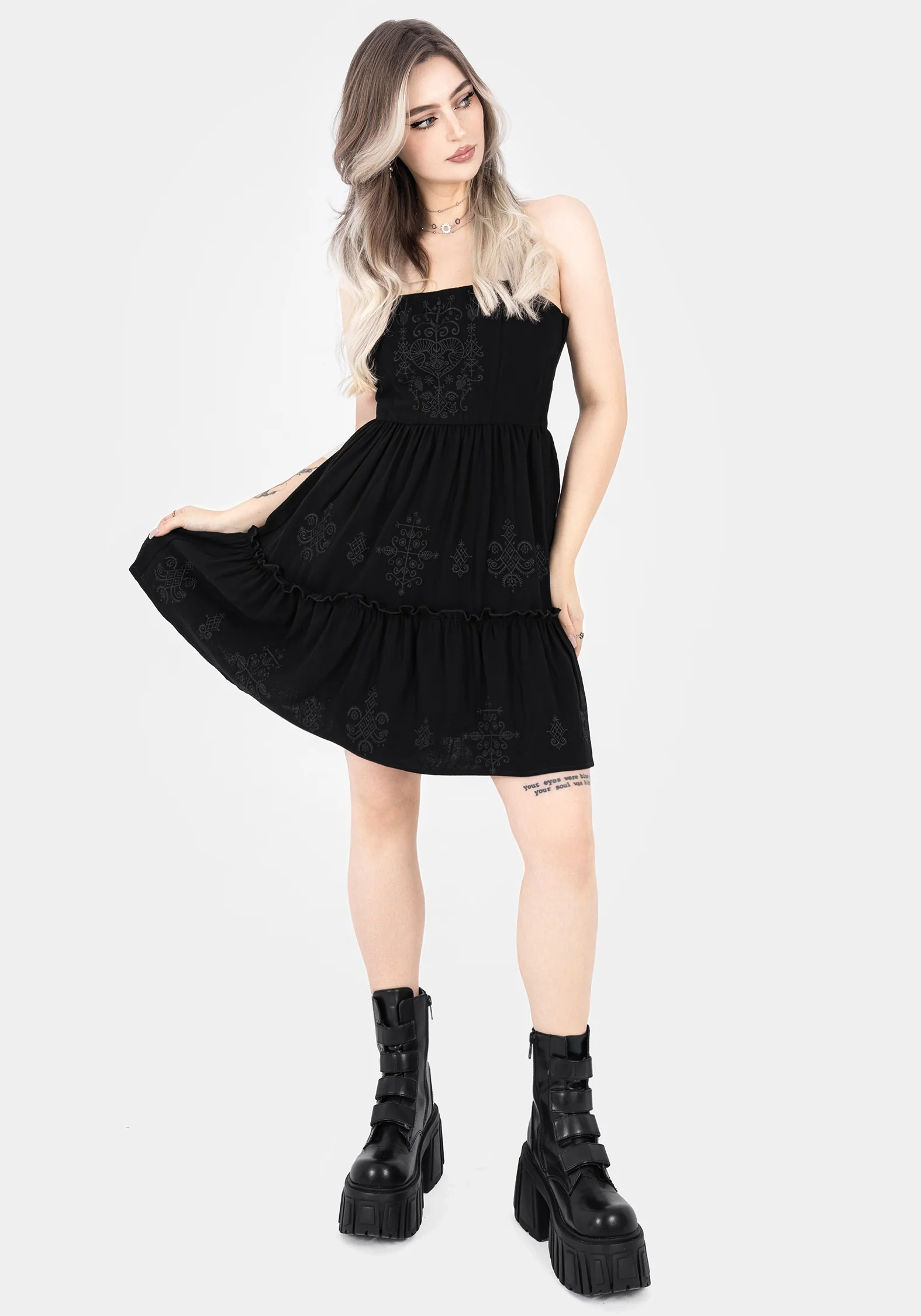 Cordata Embroidered Cami Mini Smock Dress - Image 4
