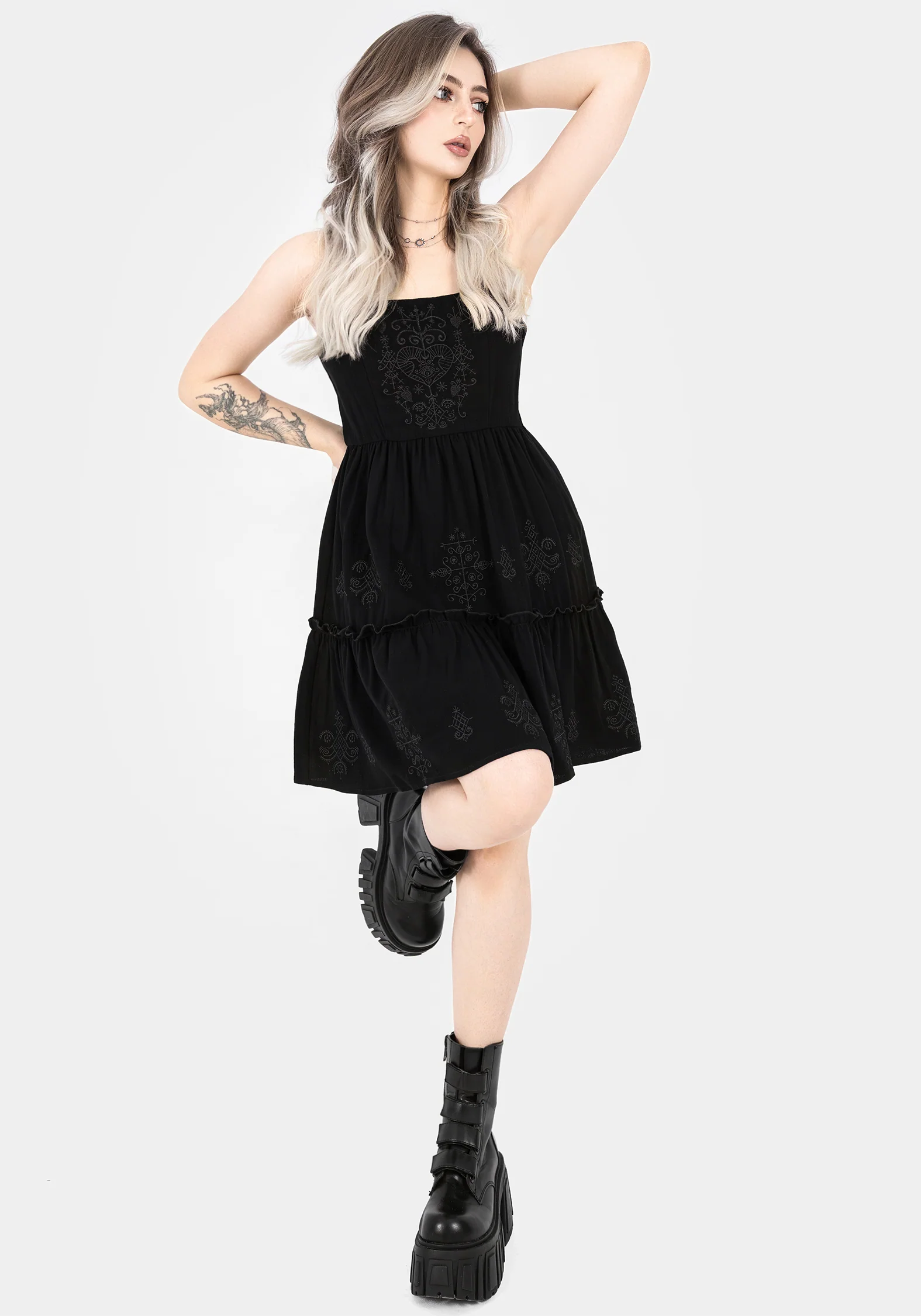 Cordata Embroidered Cami Mini Smock Dress - Image 5