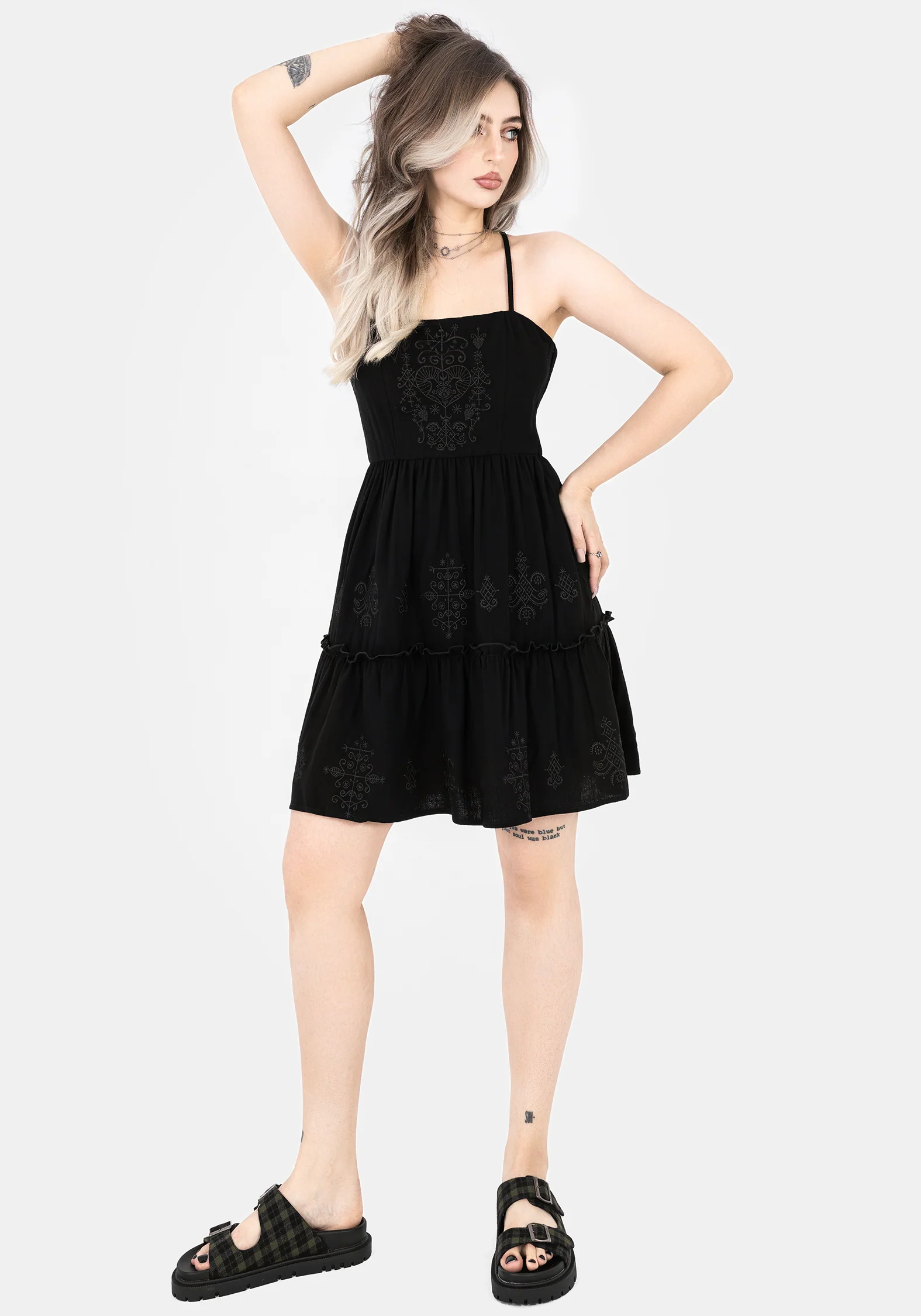 Cordata Embroidered Cami Mini Smock Dress - Image 6