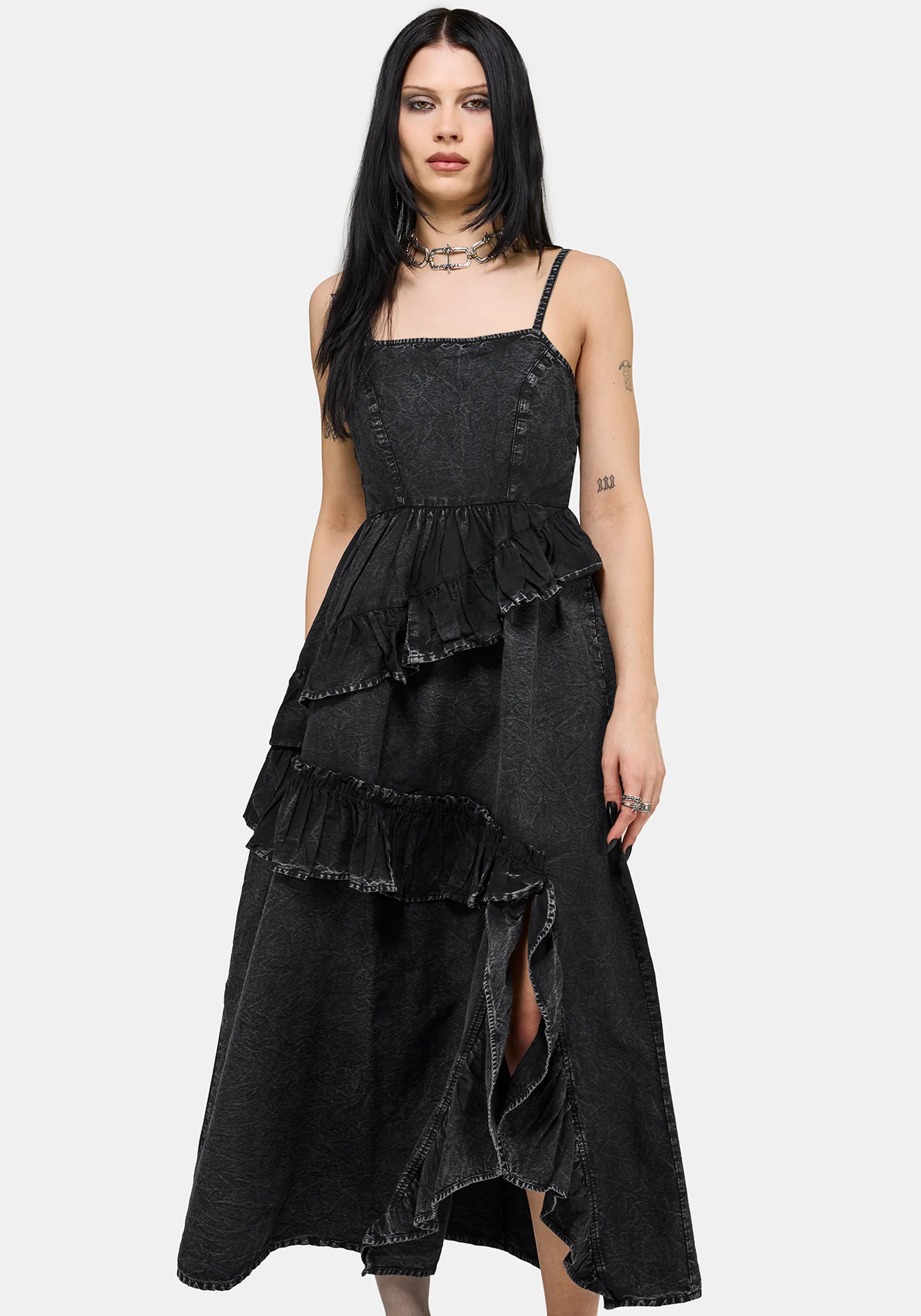 Corvina Fitted Bodice Waterfall Tiered Midaxi Dress - Image 4