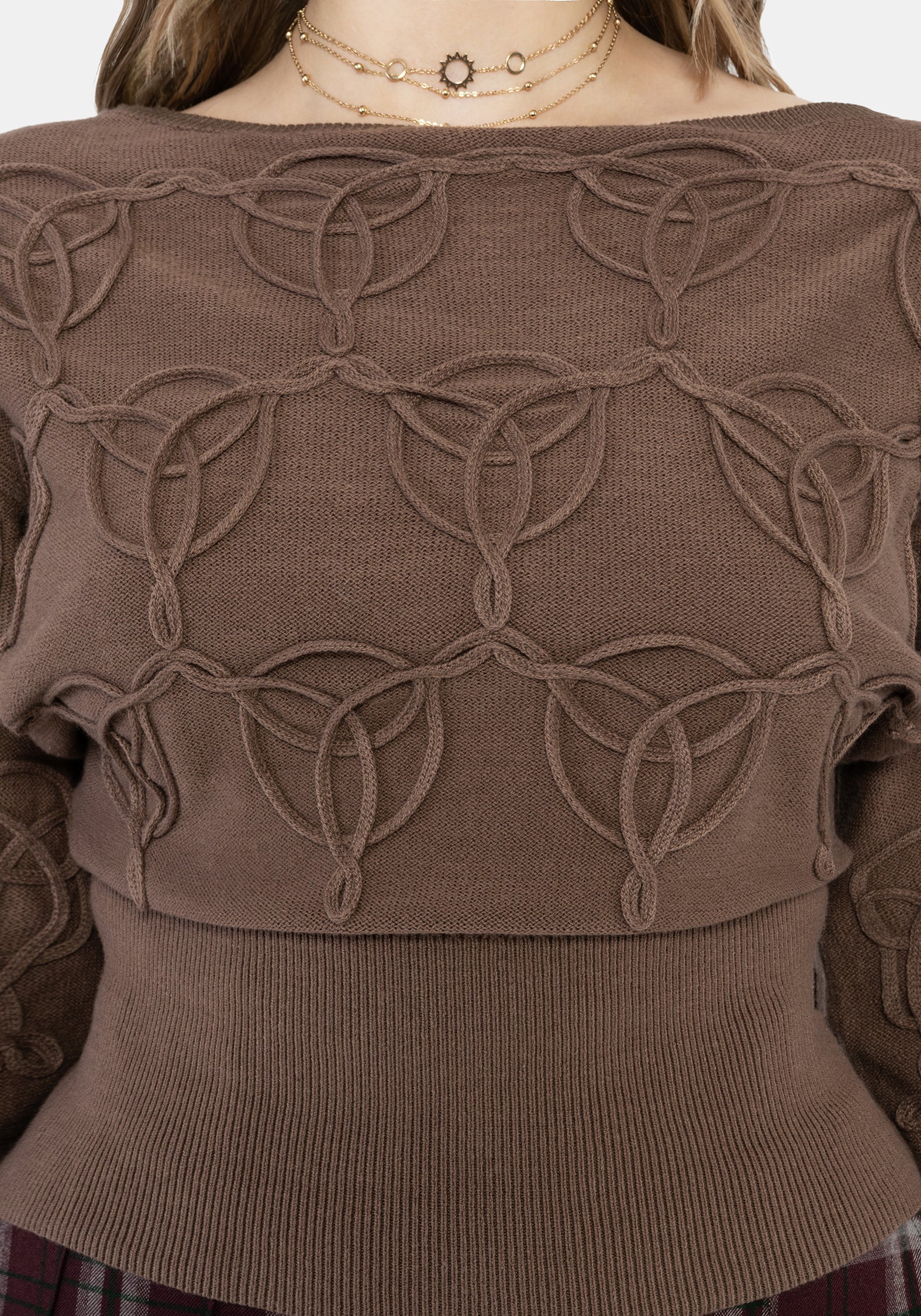 Covet Cotton-Blend Witches Knot Cable Knit Sweater - Image 2