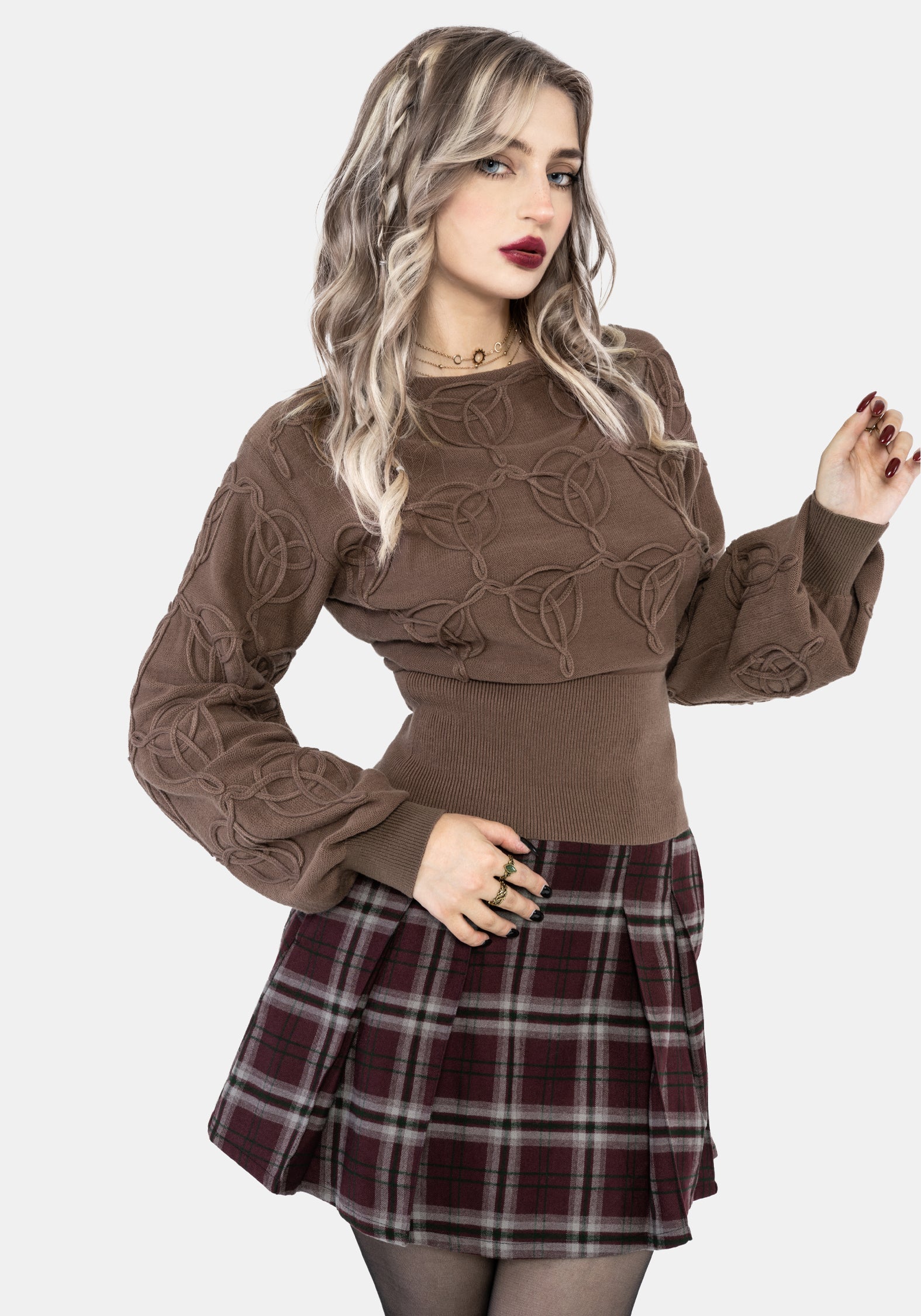 Covet Cotton-Blend Witches Knot Cable Knit Sweater - Image 6