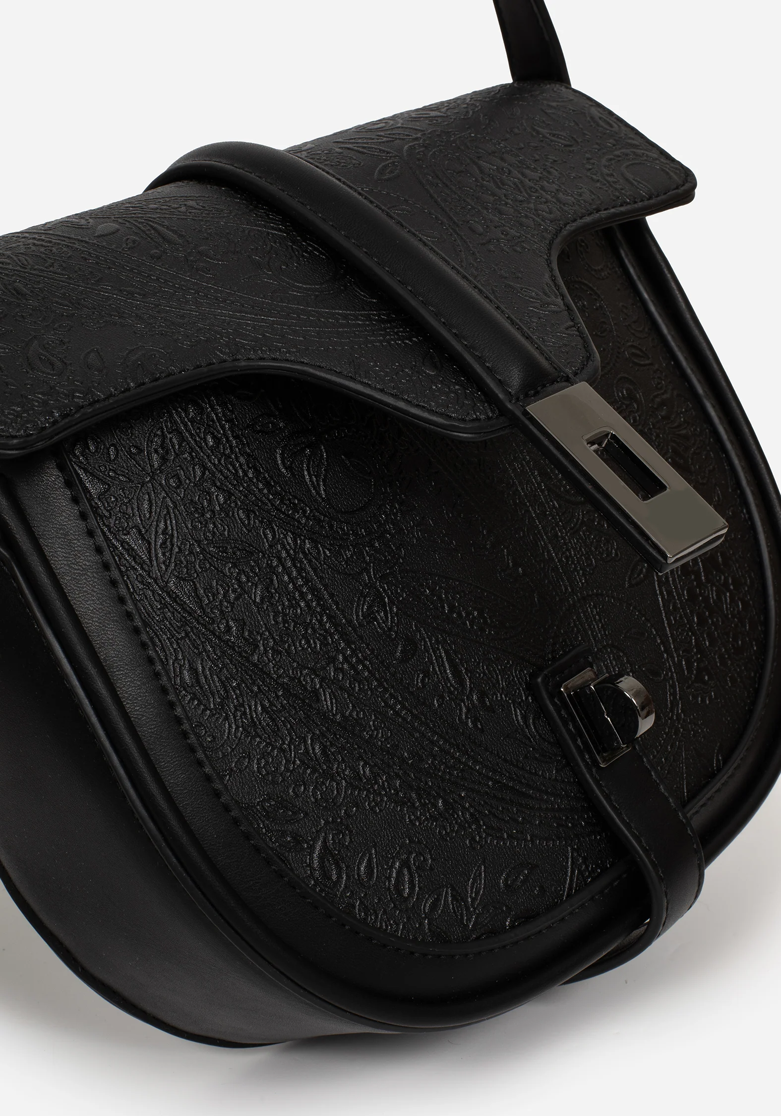 Cypress Paisley Debossed Crossbody Satchel Bag - Black - Image 6