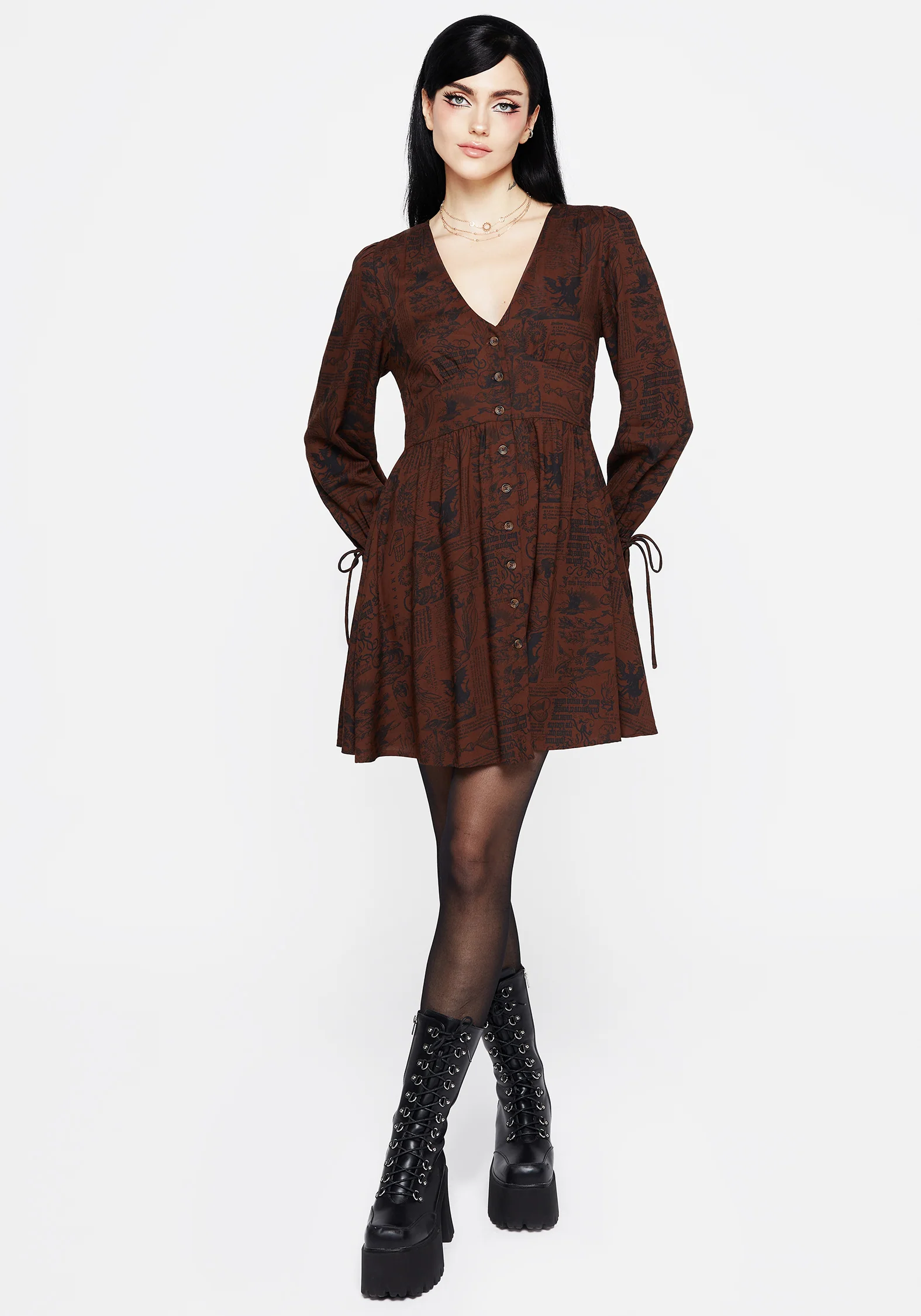 Daemonologie Woodcut Print Mini Dress - Image 4
