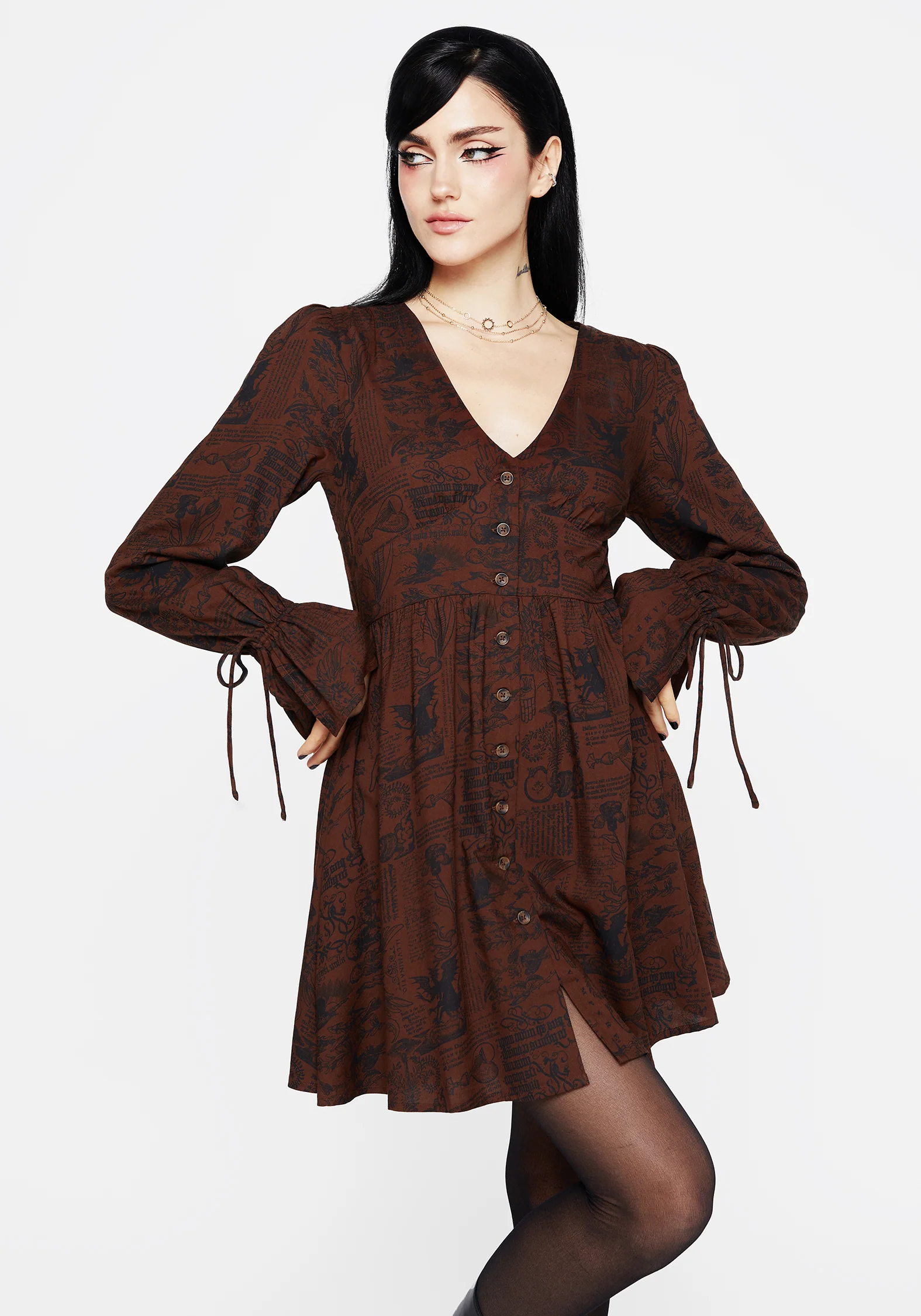 Daemonologie Woodcut Print Mini Dress - Image 5
