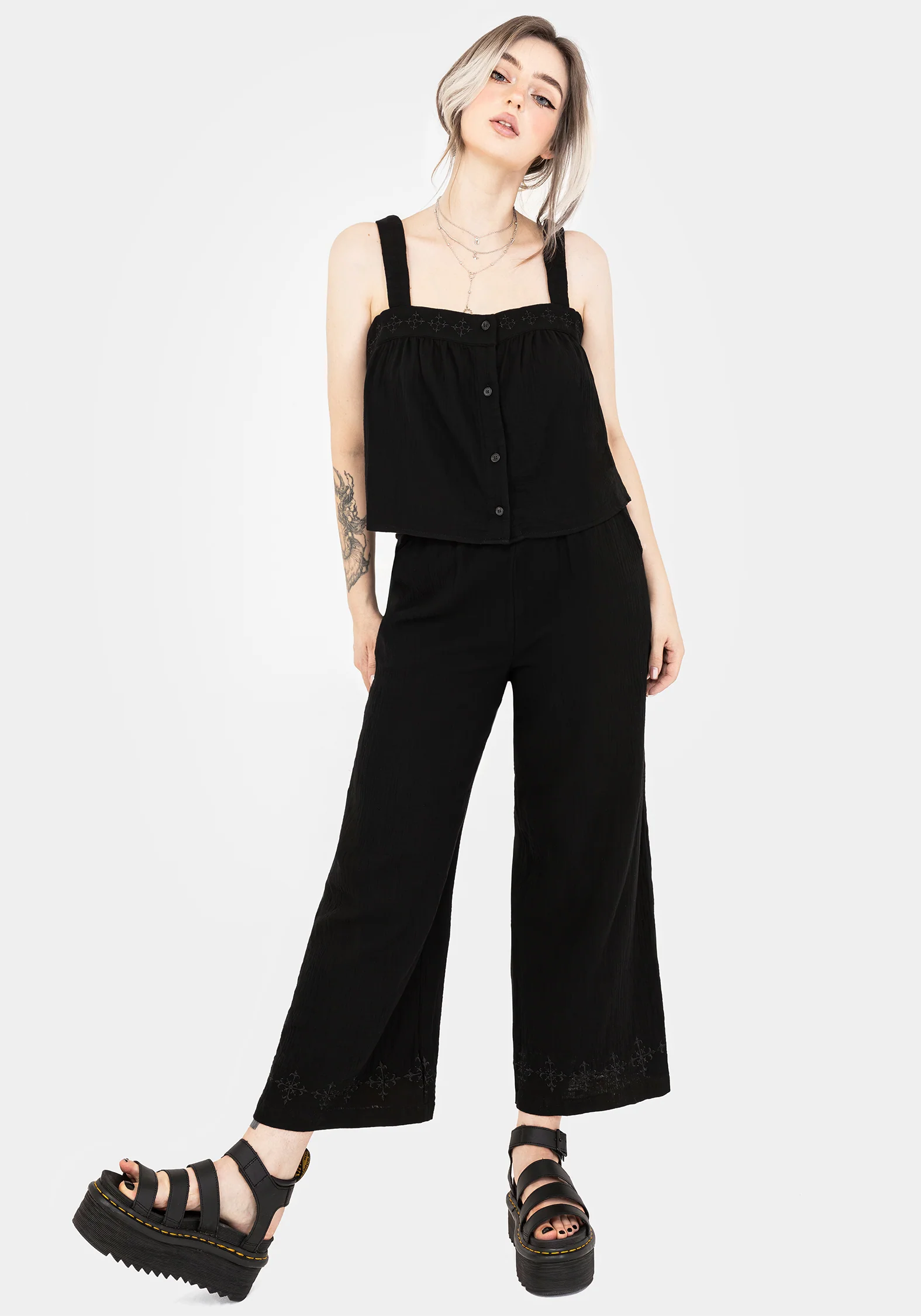 Damara Embroidered Cotton Culottes - Image 4