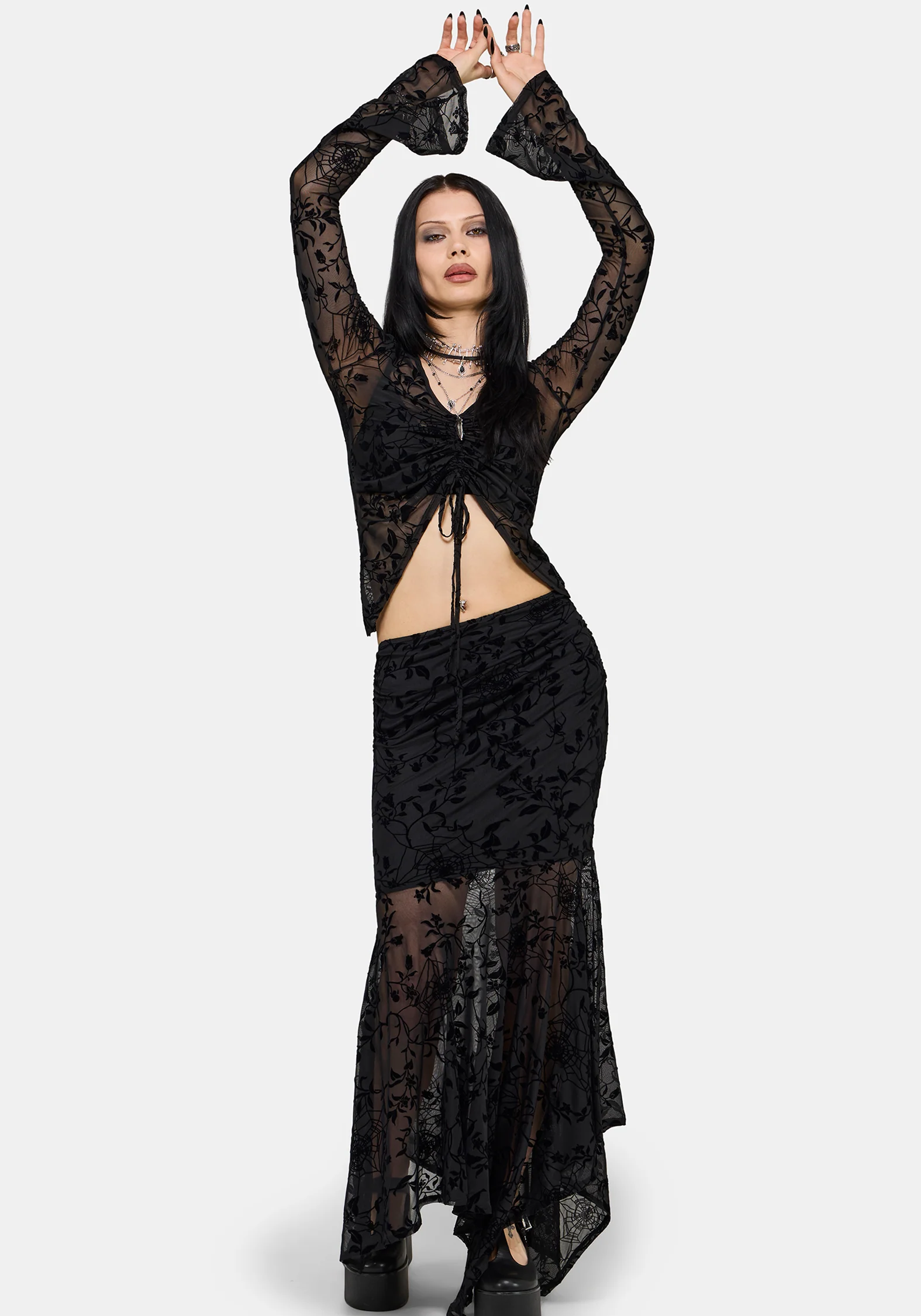 Deadly Nightshade Mesh Midi Skirt - Image 6