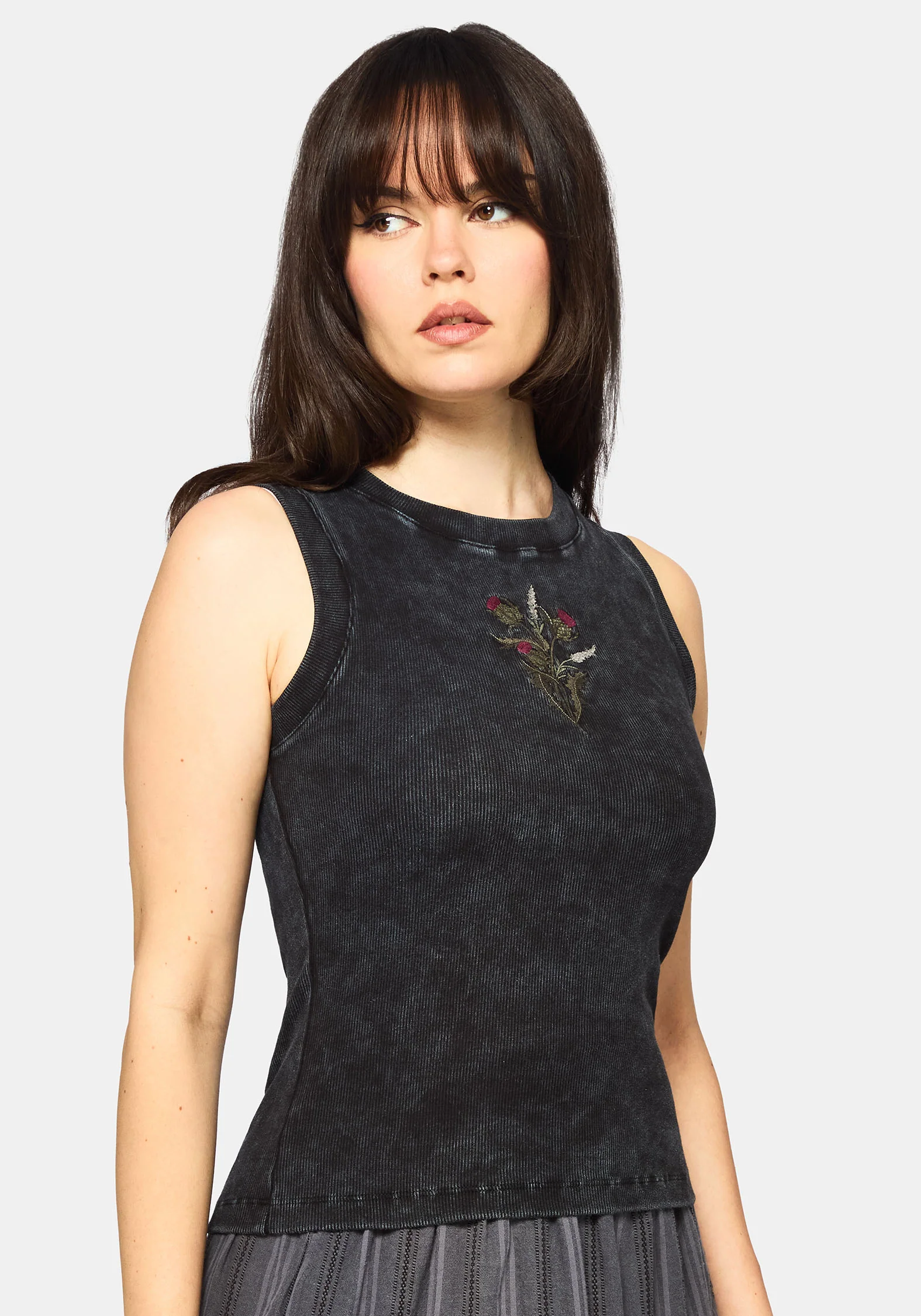Despair Cotton Embroidered Washed Jersey Tank Top - Image 6