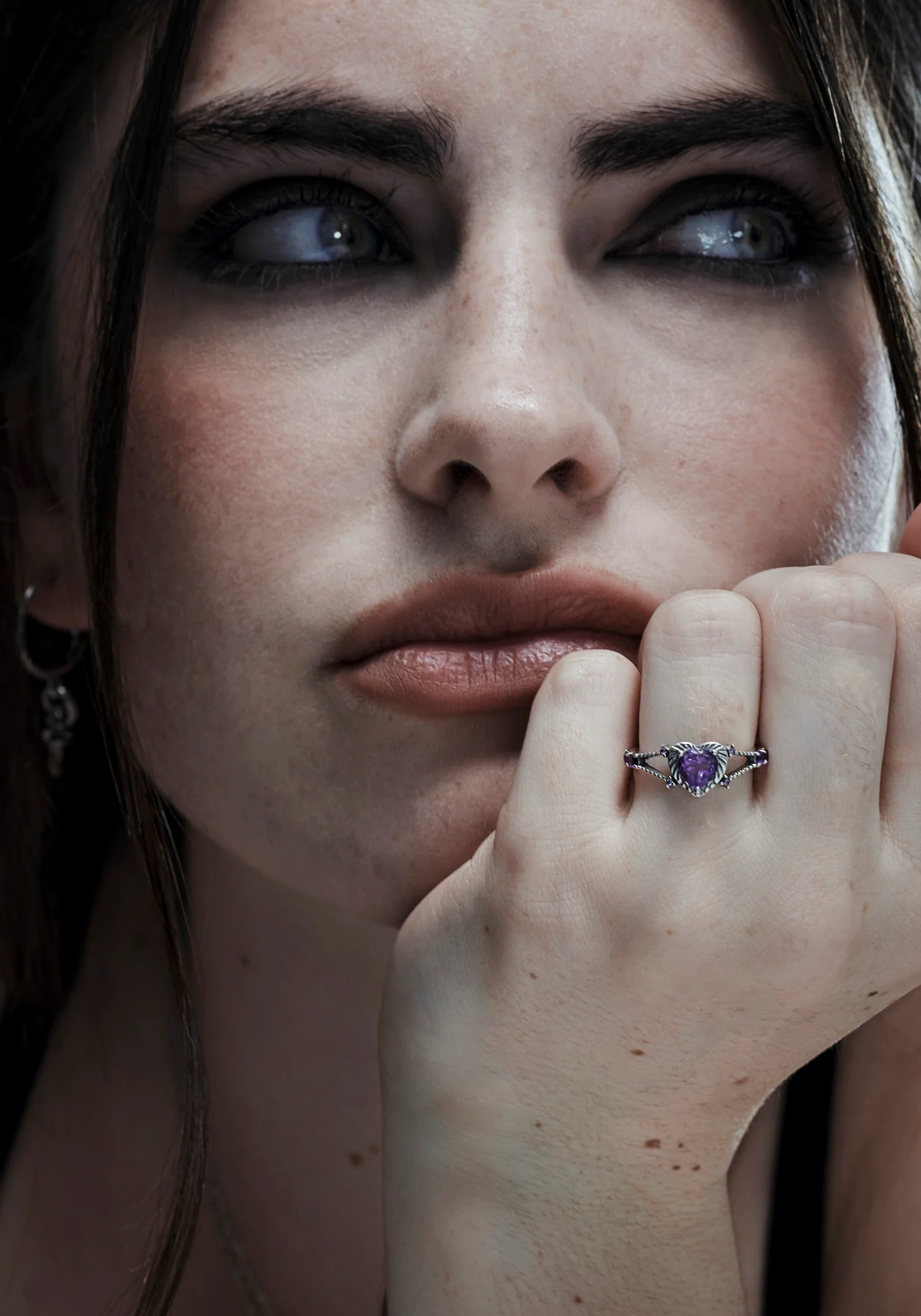 Devotion Sterling Silver Amethyst Heart Ring - Image 4