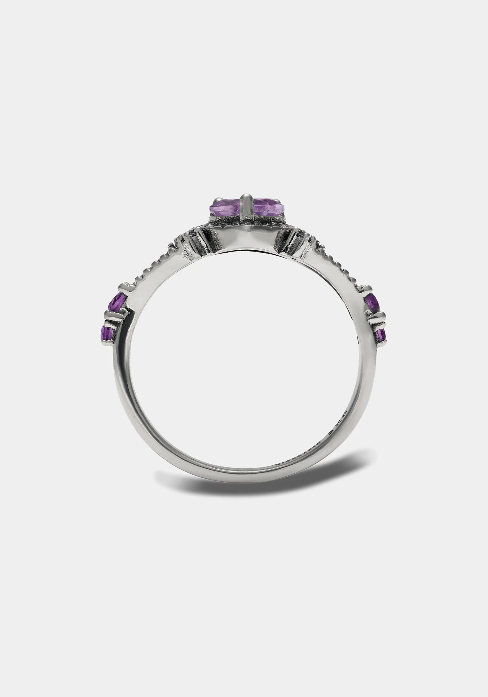 Devotion Sterling Silver Amethyst Heart Ring - Image 5