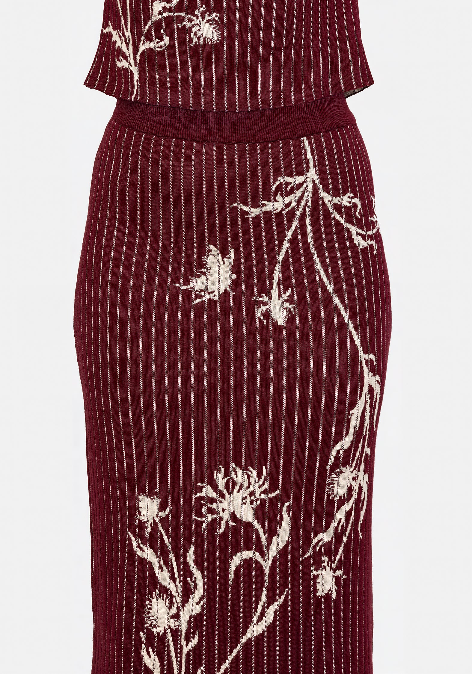 Diastella Floral Jacquard Rib Knit Maxi Skirt - Image 4
