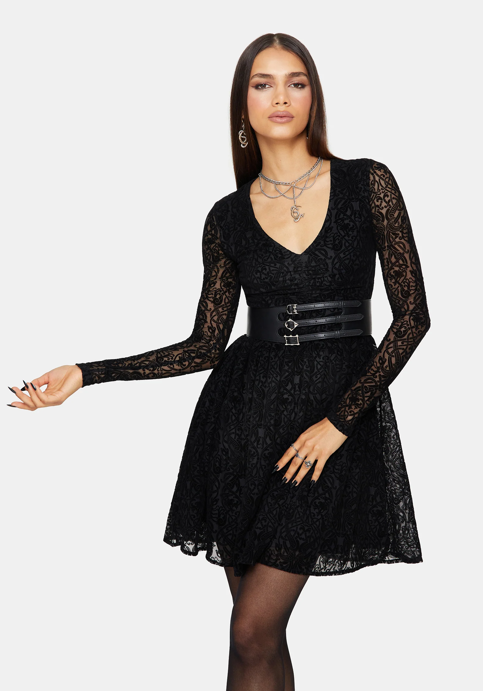 Disrupt Flocked Mesh Mini Dress - Image 4