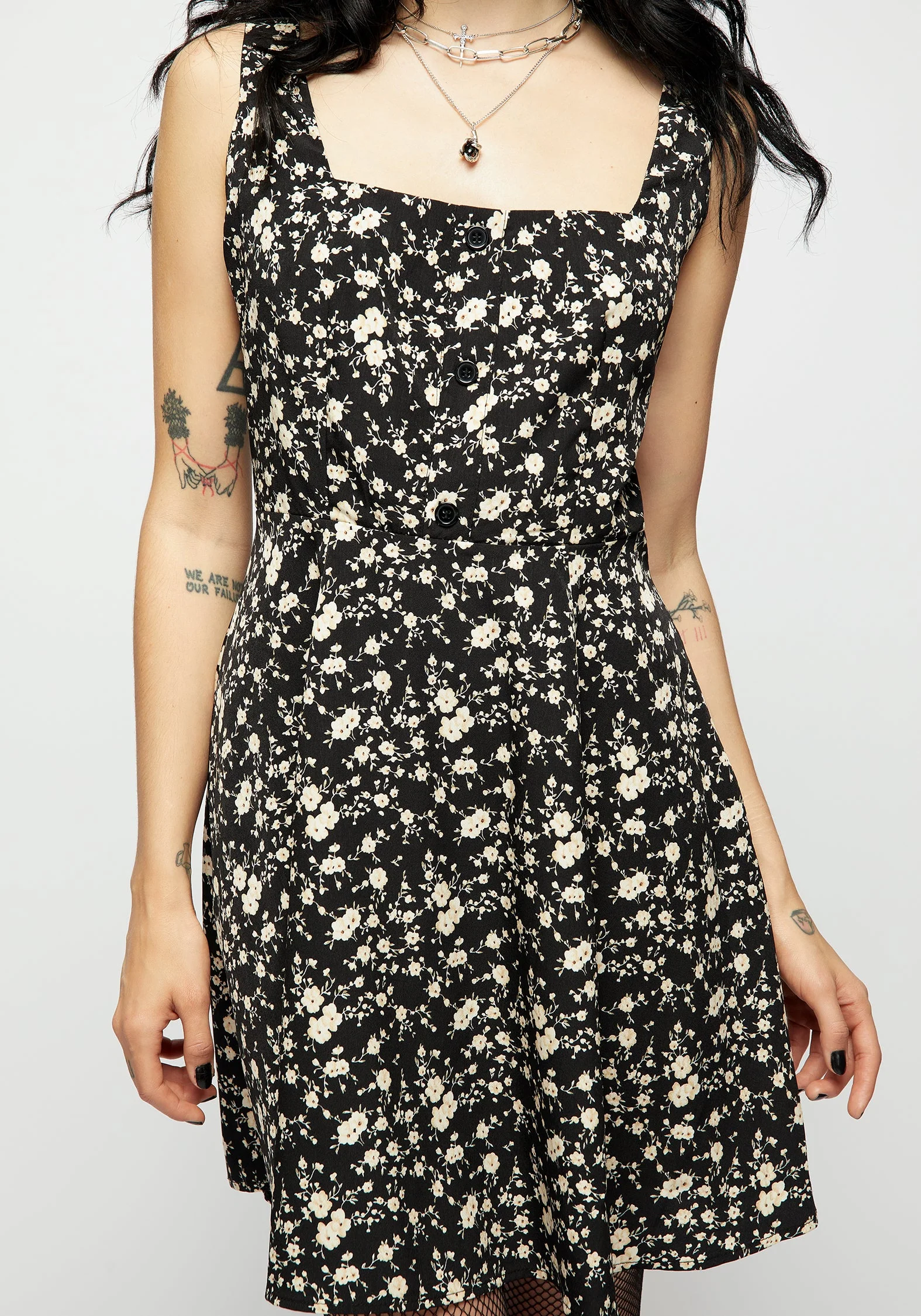 Dryad Floral Button Mini Dress - Image 2