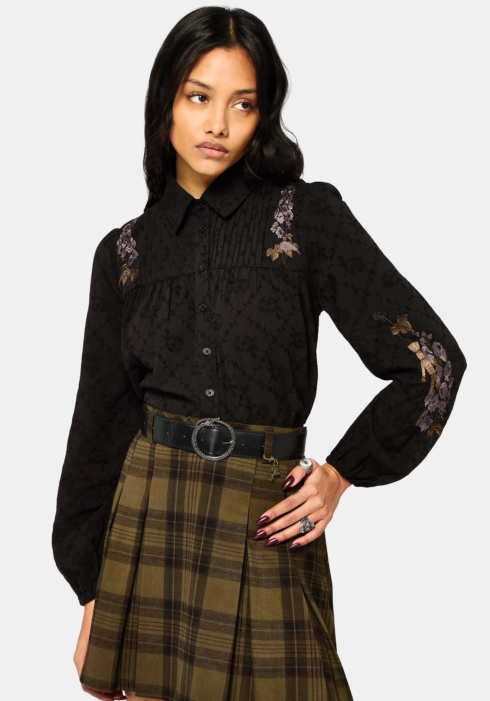 Dusha Garden Embroidered Shirt - Black - Image 4