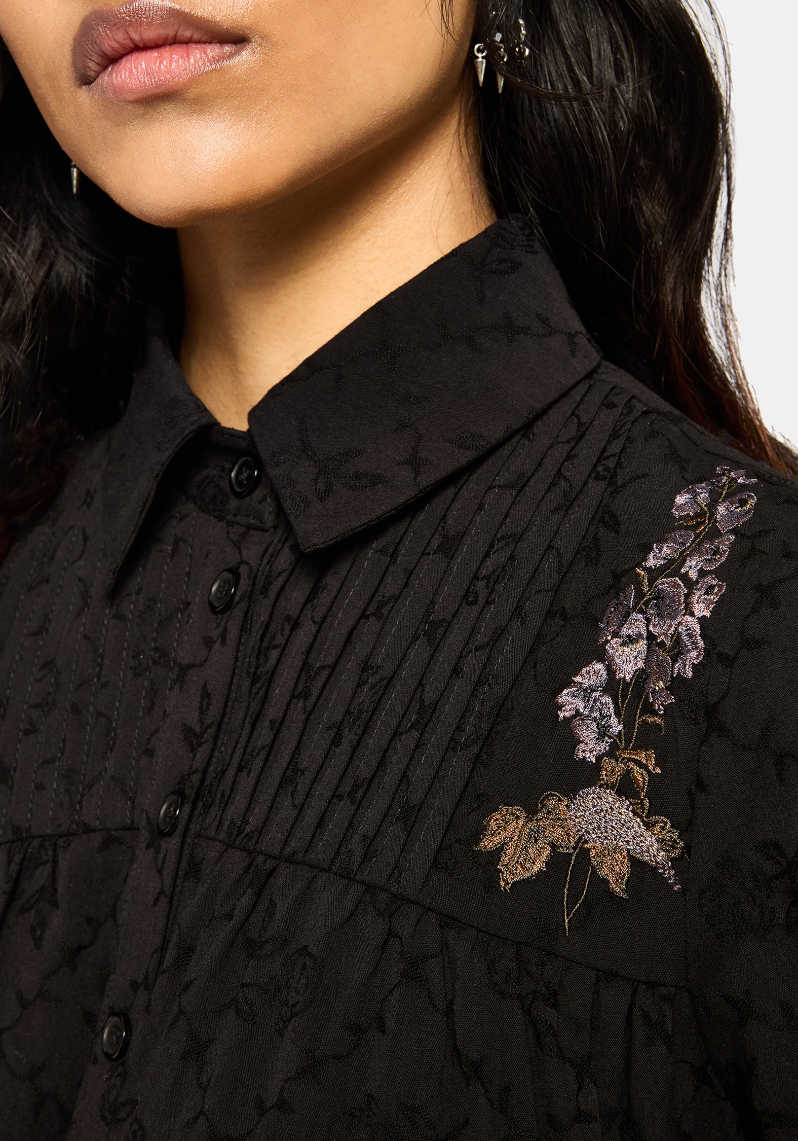 Dusha Garden Embroidered Shirt - Black - Image 7