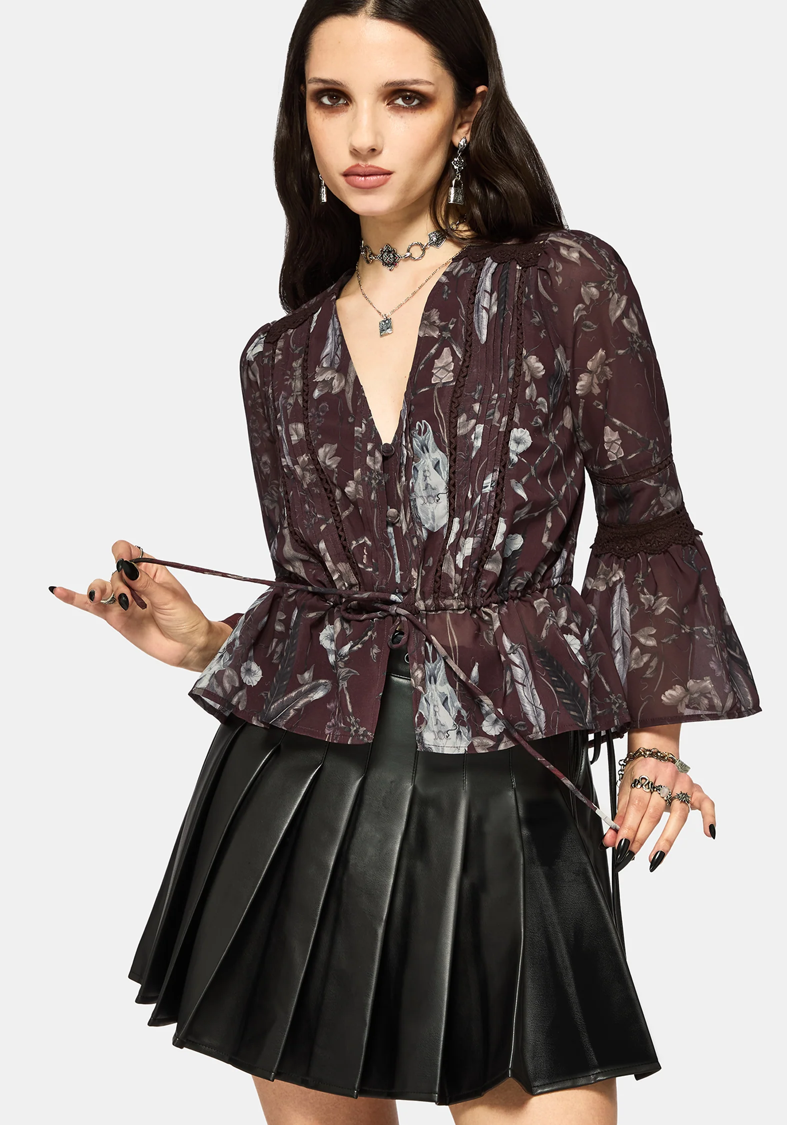 Dusha Garden Print Lace Insert Blouse - Image 4