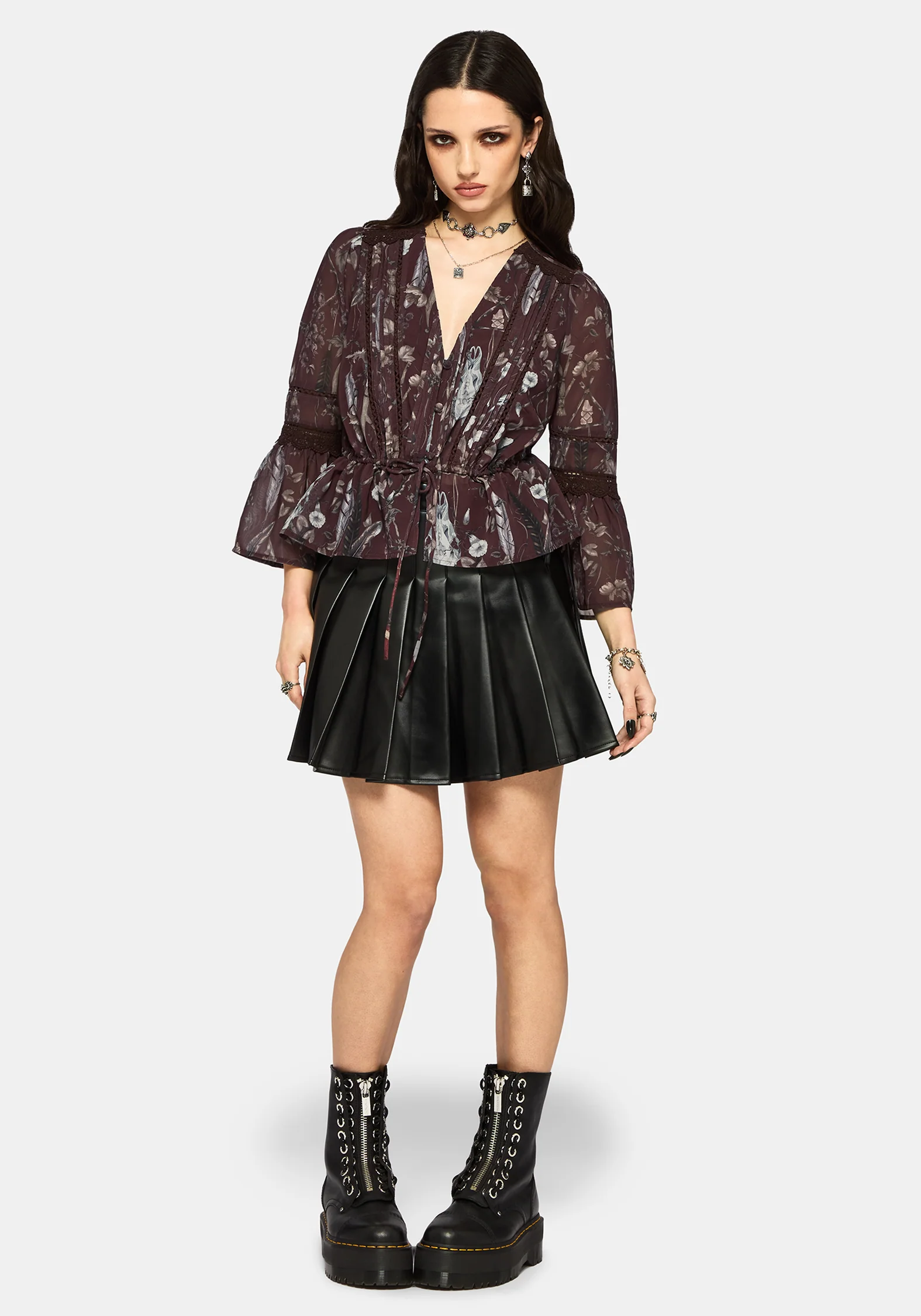 Dusha Garden Print Lace Insert Blouse - Image 5